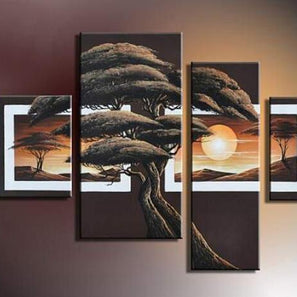 Quadro Dipinto a Mano Olio su Tela Paesaggistico a 4 Pannelli N 29