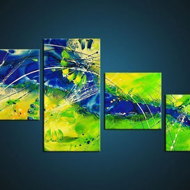 Quadro Moderno Dipinto a Mano su Tela Astratto a 4 Pannelli N33