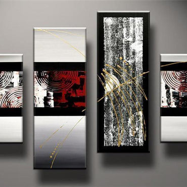 Quadro Moderno Dipinto a Mano su Tela Astratto a 4 Pannelli N36