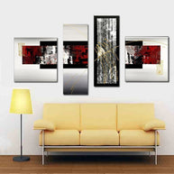 Quadro Moderno Dipinto a Mano su Tela Astratto a 4 Pannelli N36