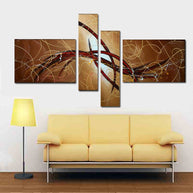 Quadro Moderno Dipinto a Mano su Tela Astratto a 4 Pannelli N37