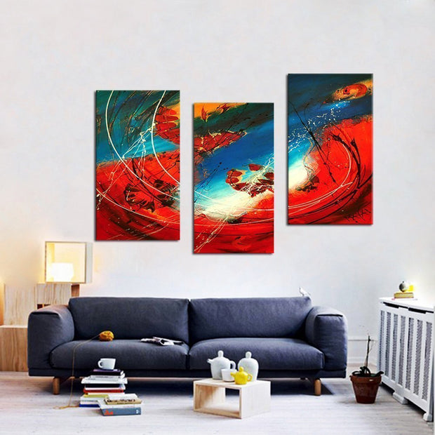 Quadro Moderno Dipinto a Mano su Tela a 3 Pannelli 40x60 (3) Astratto N40