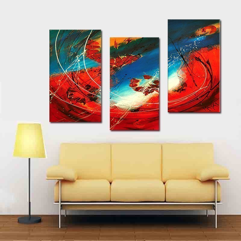 Quadro Moderno Dipinto a Mano su Tela a 3 Pannelli 40x60 (3) Astratto N40