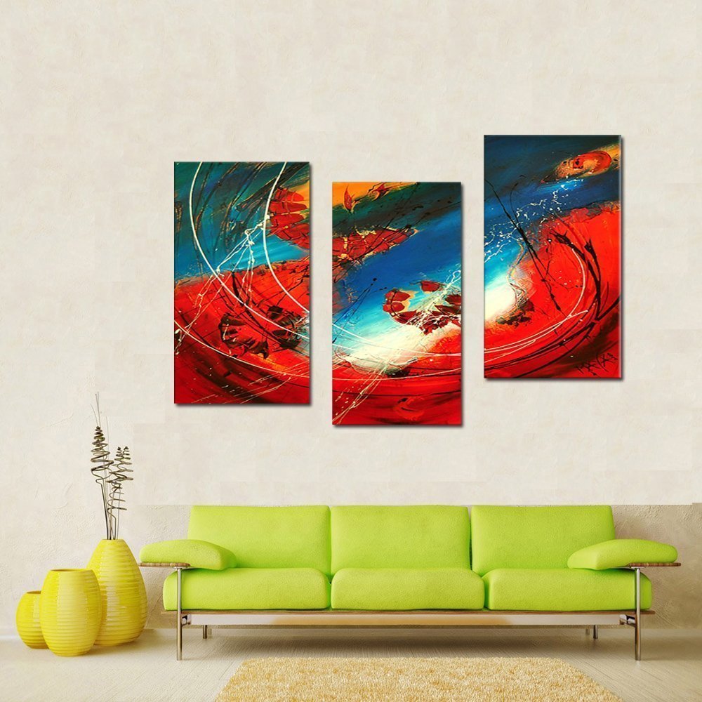 Quadro Moderno Dipinto a Mano su Tela a 3 Pannelli 40x60 (3) Astratto N40