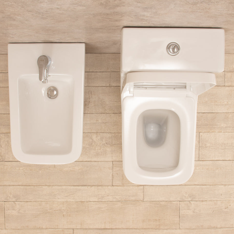 sanitari con cassetta esterna Minimal Wc con Tavoletta e Bidet