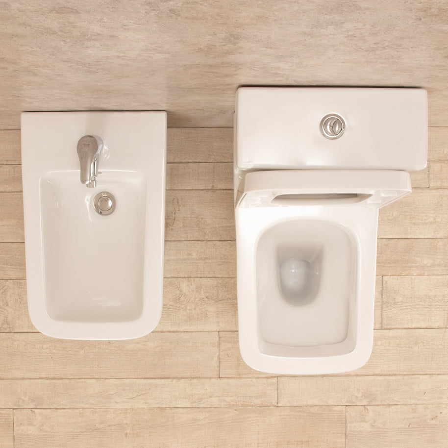 sanitari con cassetta esterna Minimal Wc con Tavoletta e Bidet