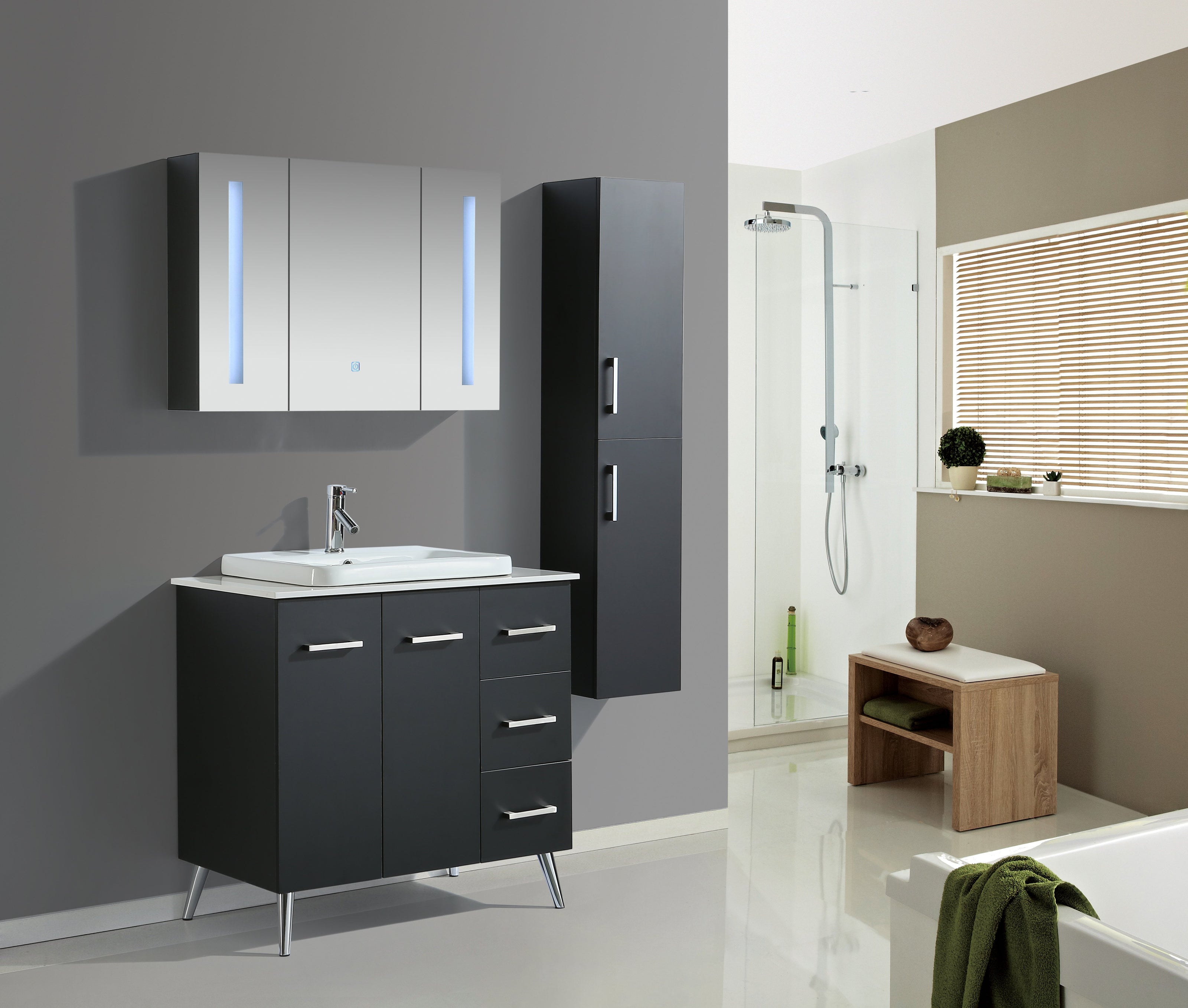 Mobile Arredo Bagno Space England 90 cm Moderno + Colonna Arredo