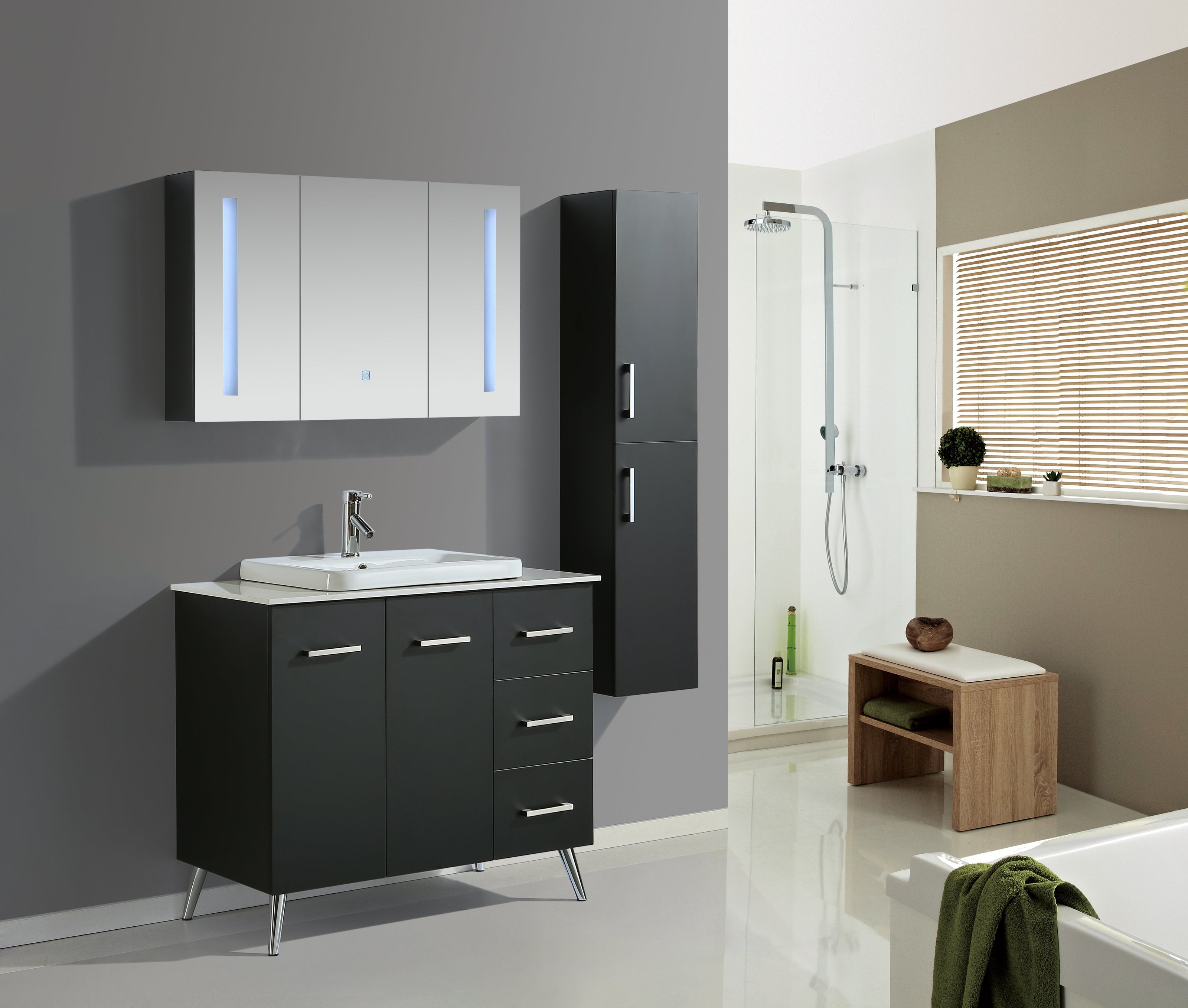 Mobile Arredo Bagno Space England 100 cm Moderno + Colonna Arredo