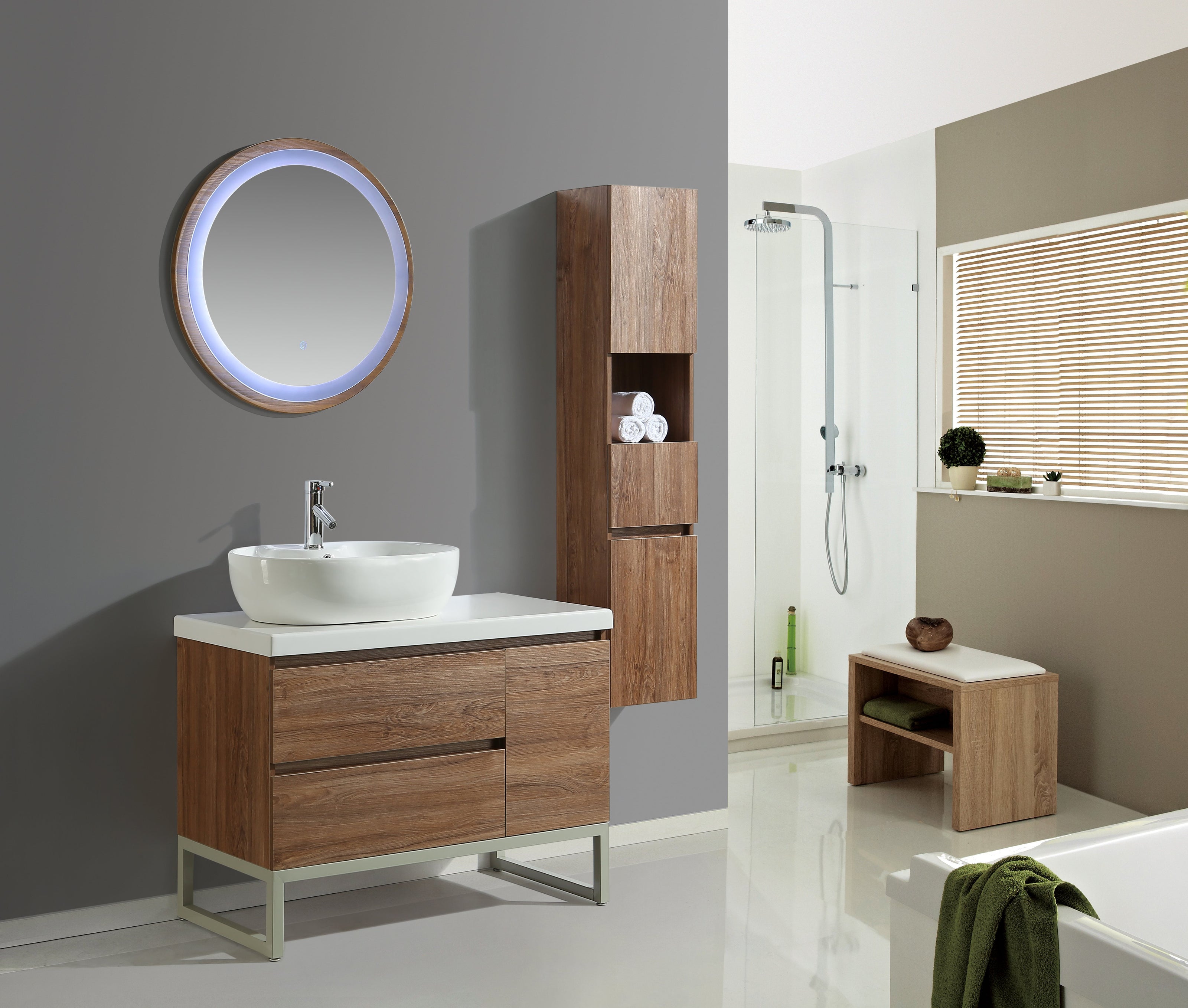 Mobile Arredo Bagno Paris 100 cm Moderno + Colonna Arredo