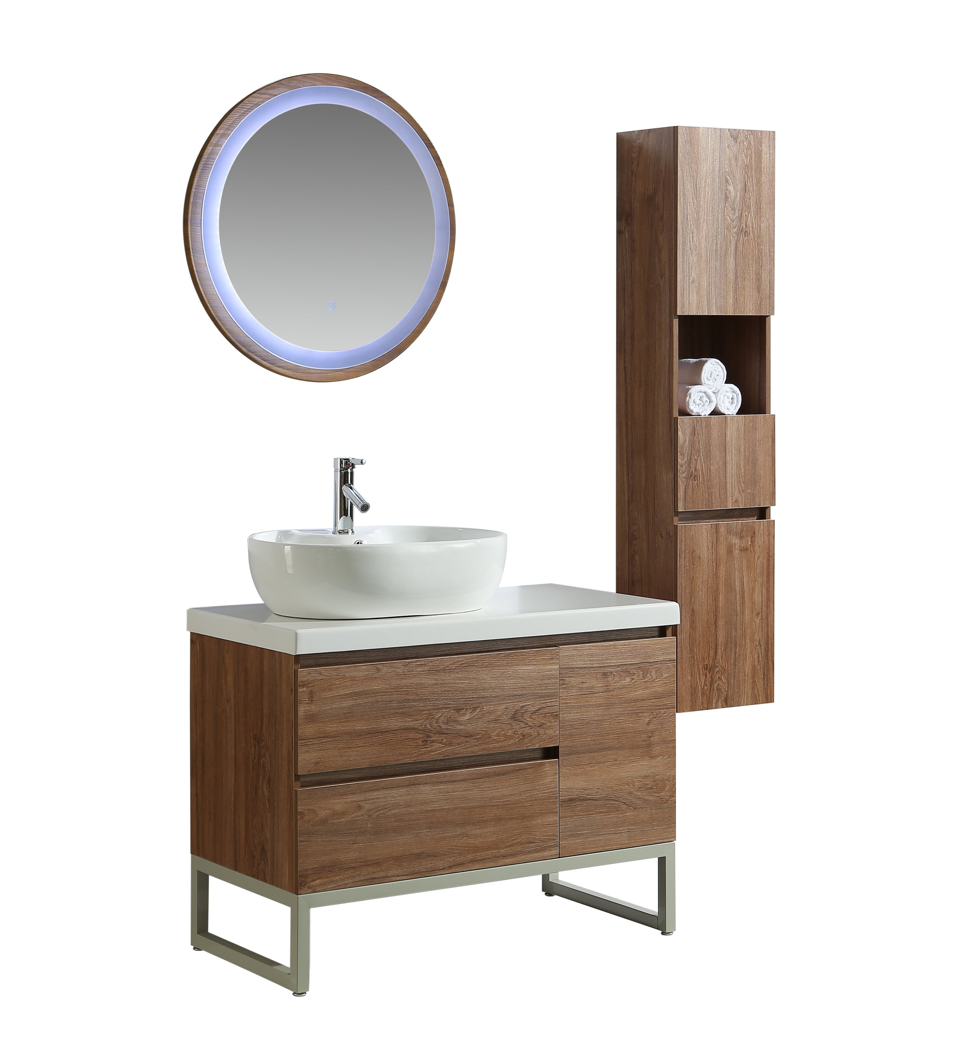 Mobile Arredo Bagno Paris 100 cm Moderno + Colonna Arredo