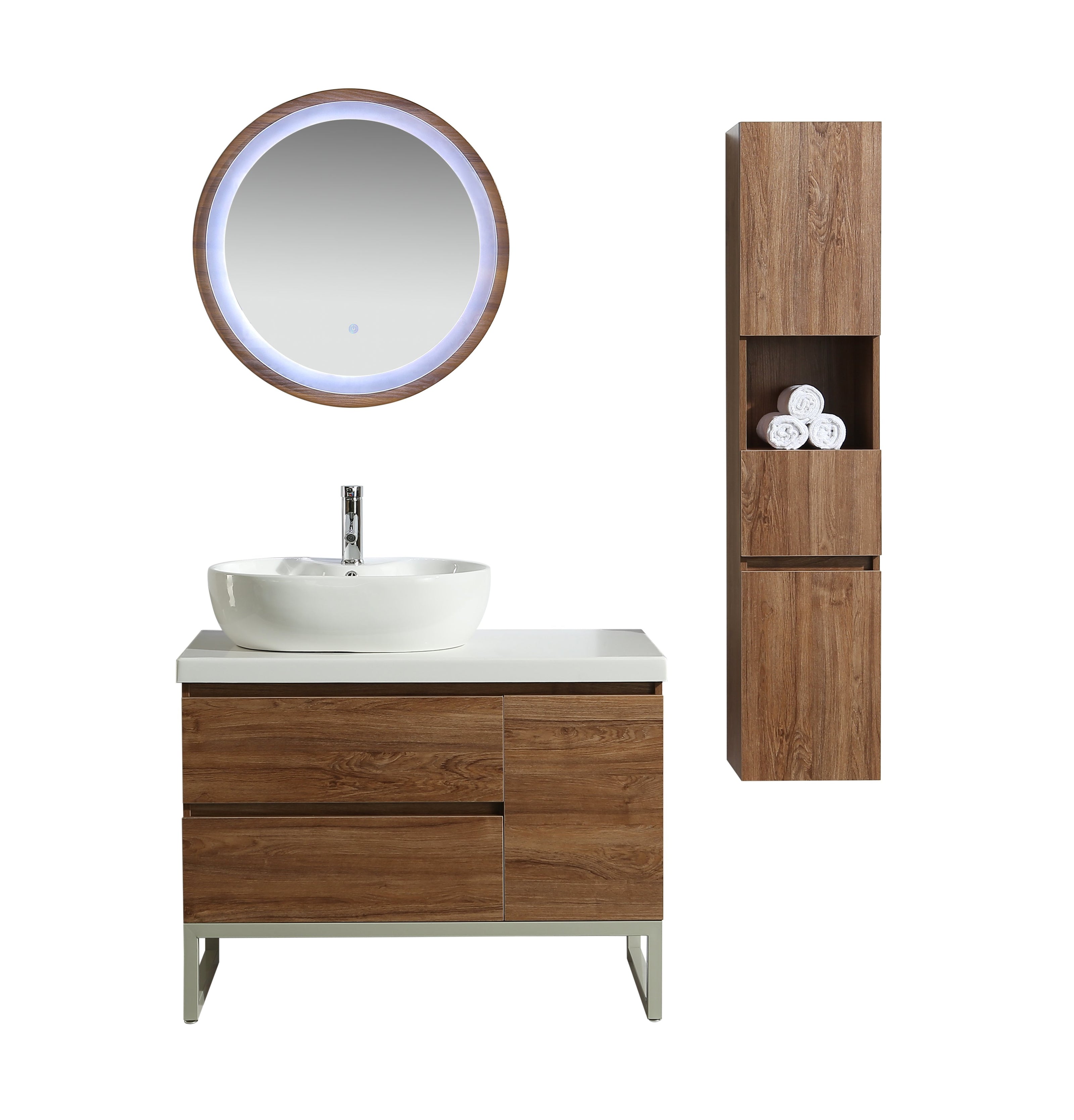 Mobile Arredo Bagno Paris 100 cm Moderno + Colonna Arredo