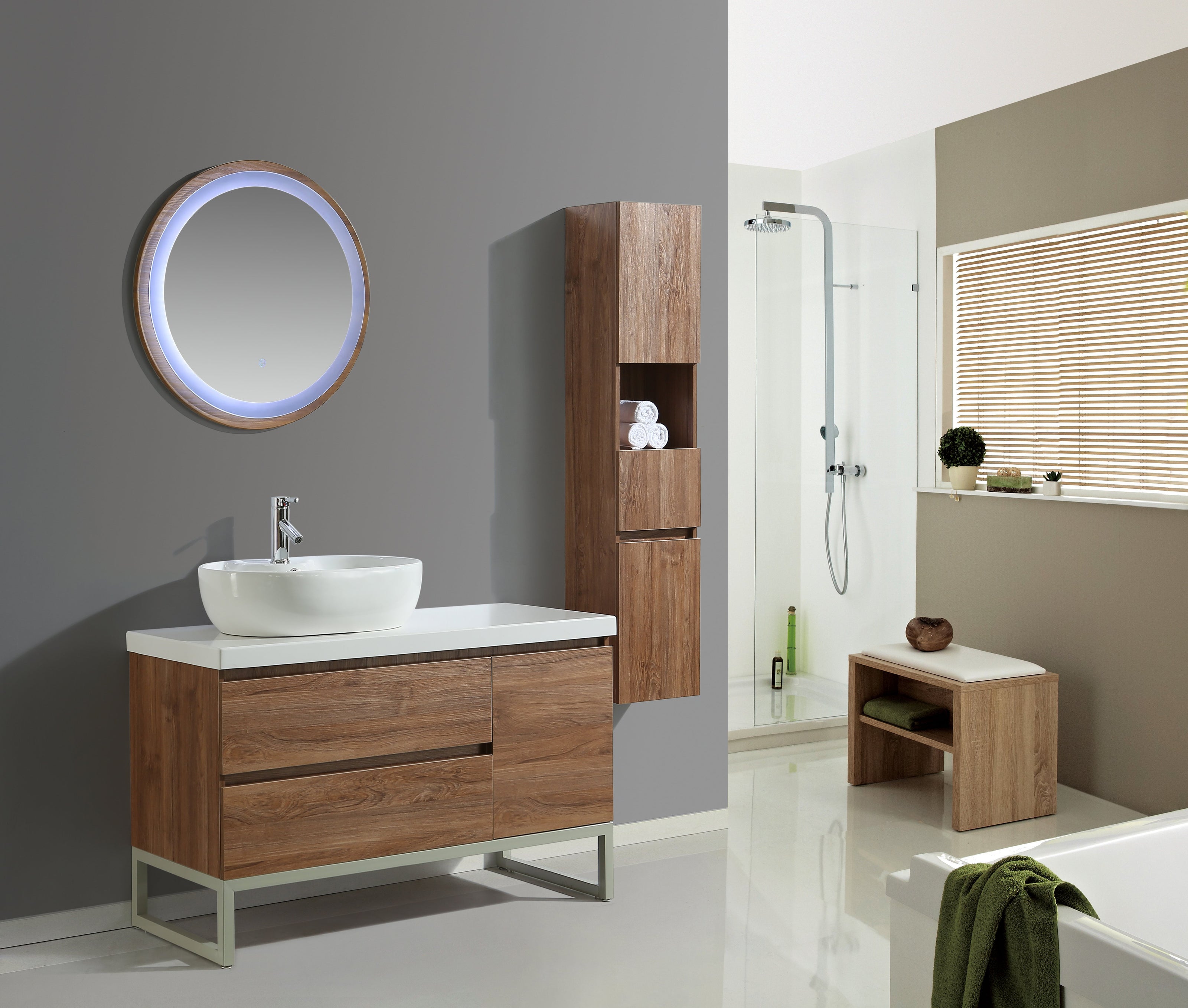 Mobile Arredo Bagno Paris 120 cm Moderno + Colonna Arredo