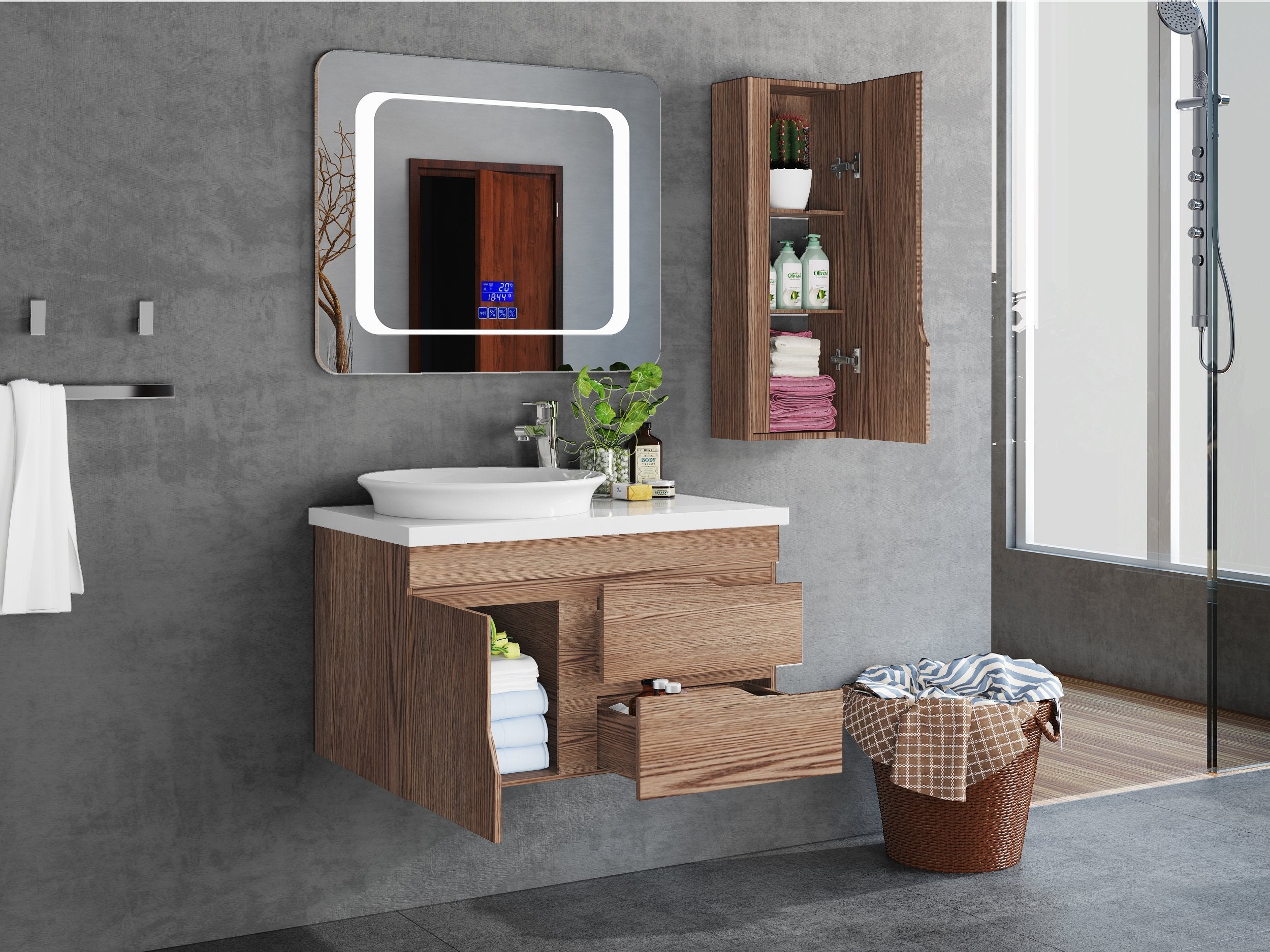 Mobile Arredo Bagno Las Vegas 80 cm Moderno + Colonna Arredo