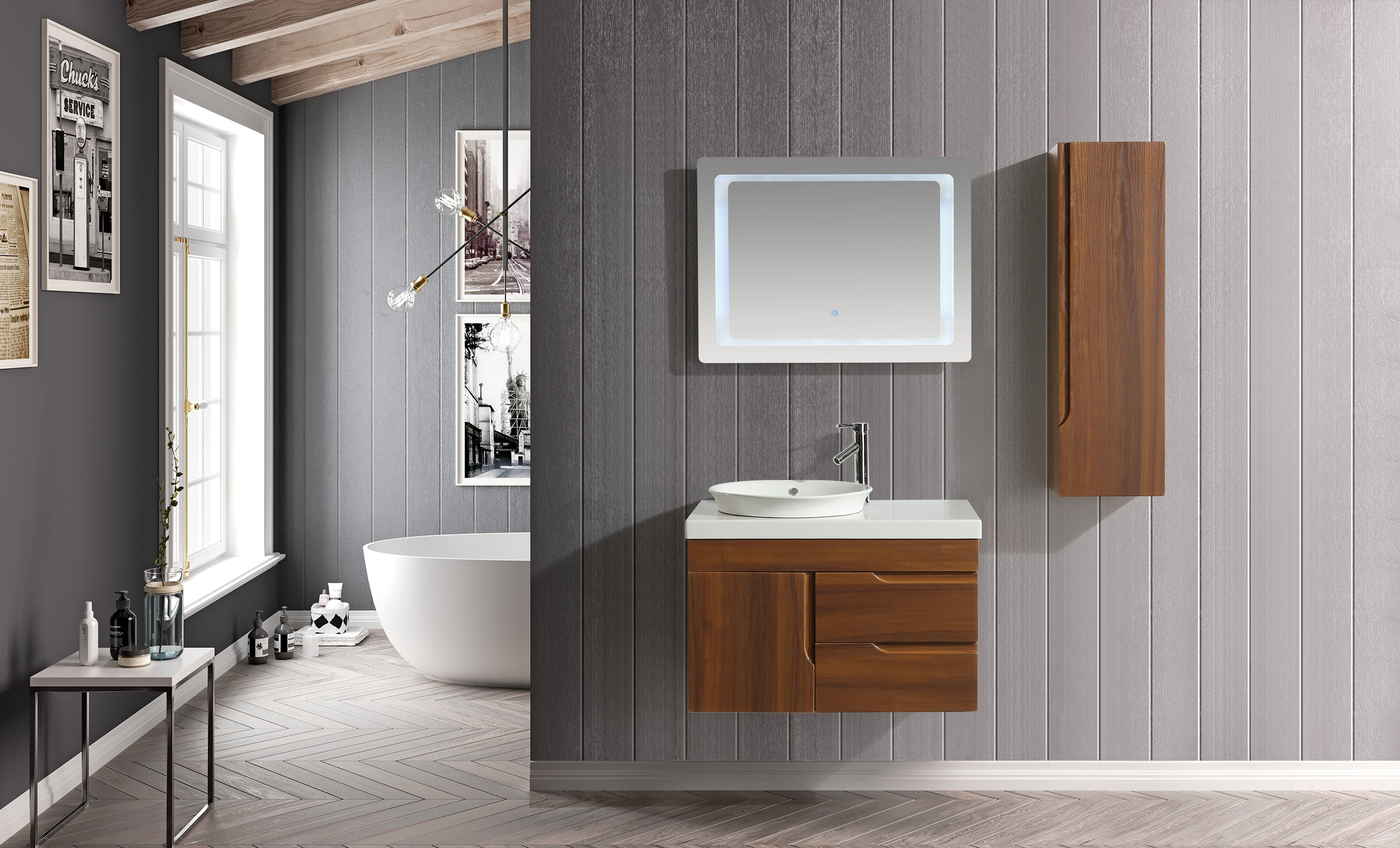 Mobile Arredo Bagno Las Vegas 80 cm Moderno + Colonna Arredo