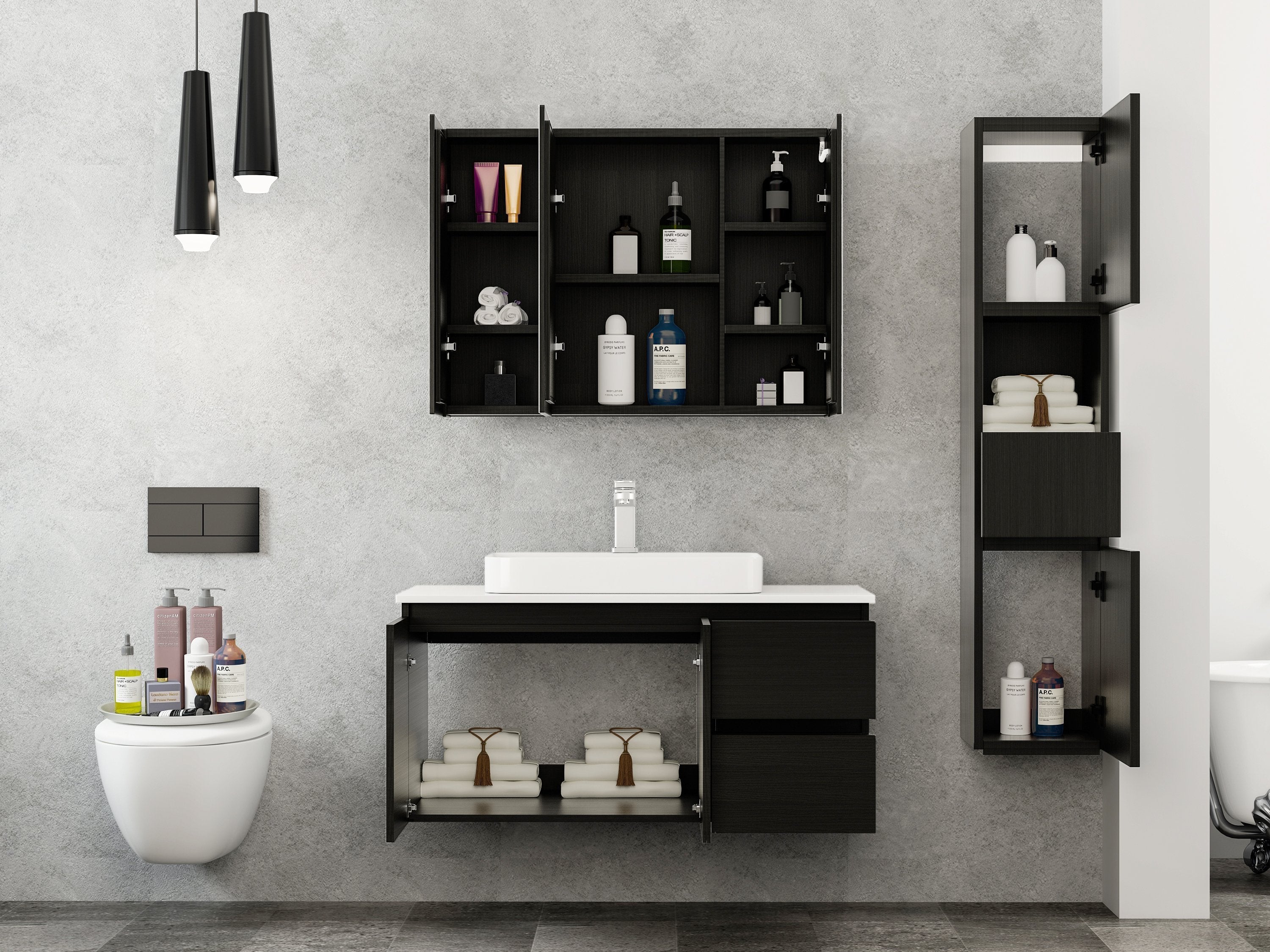 Mobile Arredo Bagno Tokyo 100 cm Moderno + Colonna Arredo
