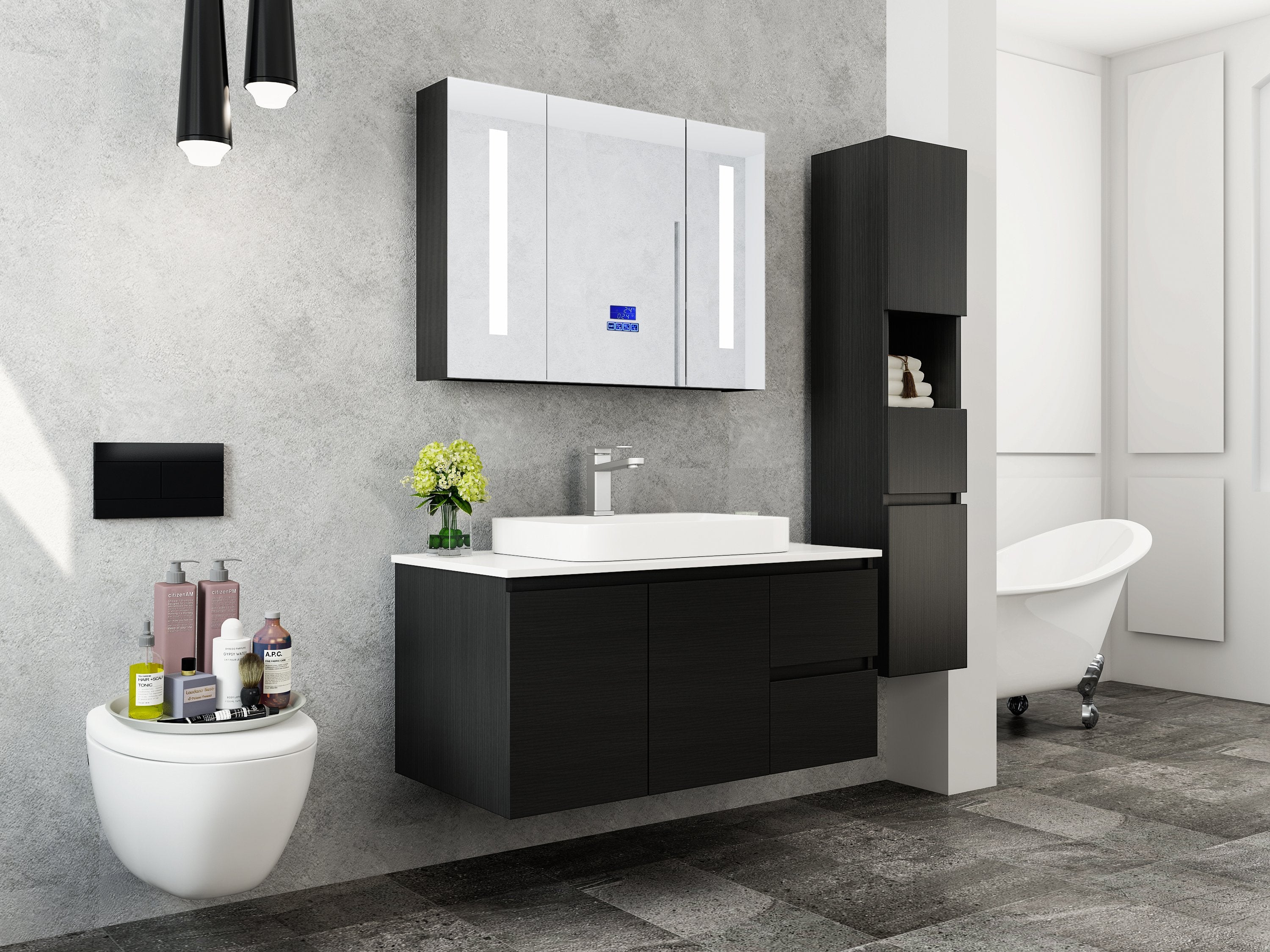 Mobile Arredo Bagno Tokyo 100 cm Moderno + Colonna Arredo
