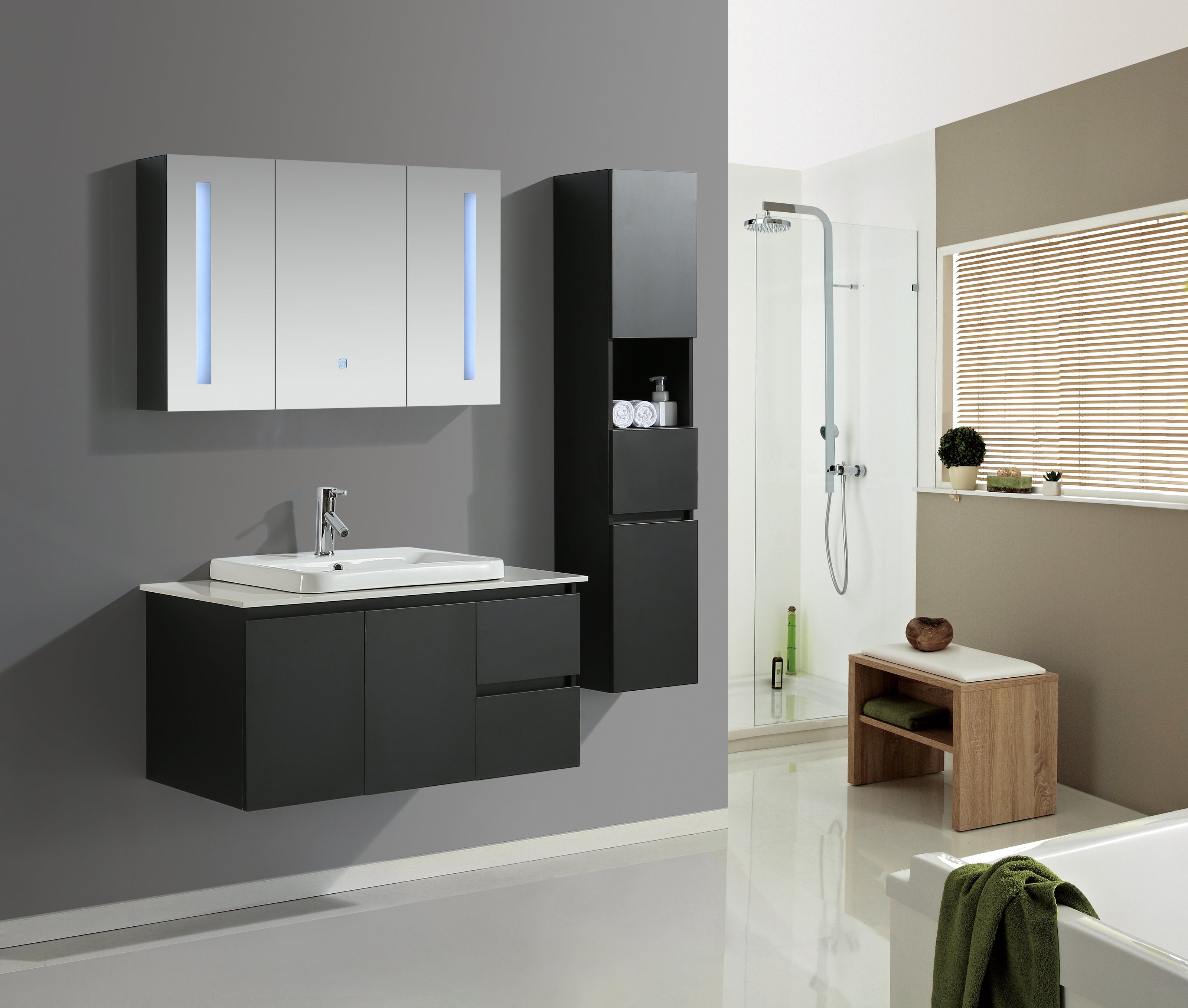 Mobile Arredo Bagno Tokyo 120 cm Moderno + Colonna Arredo