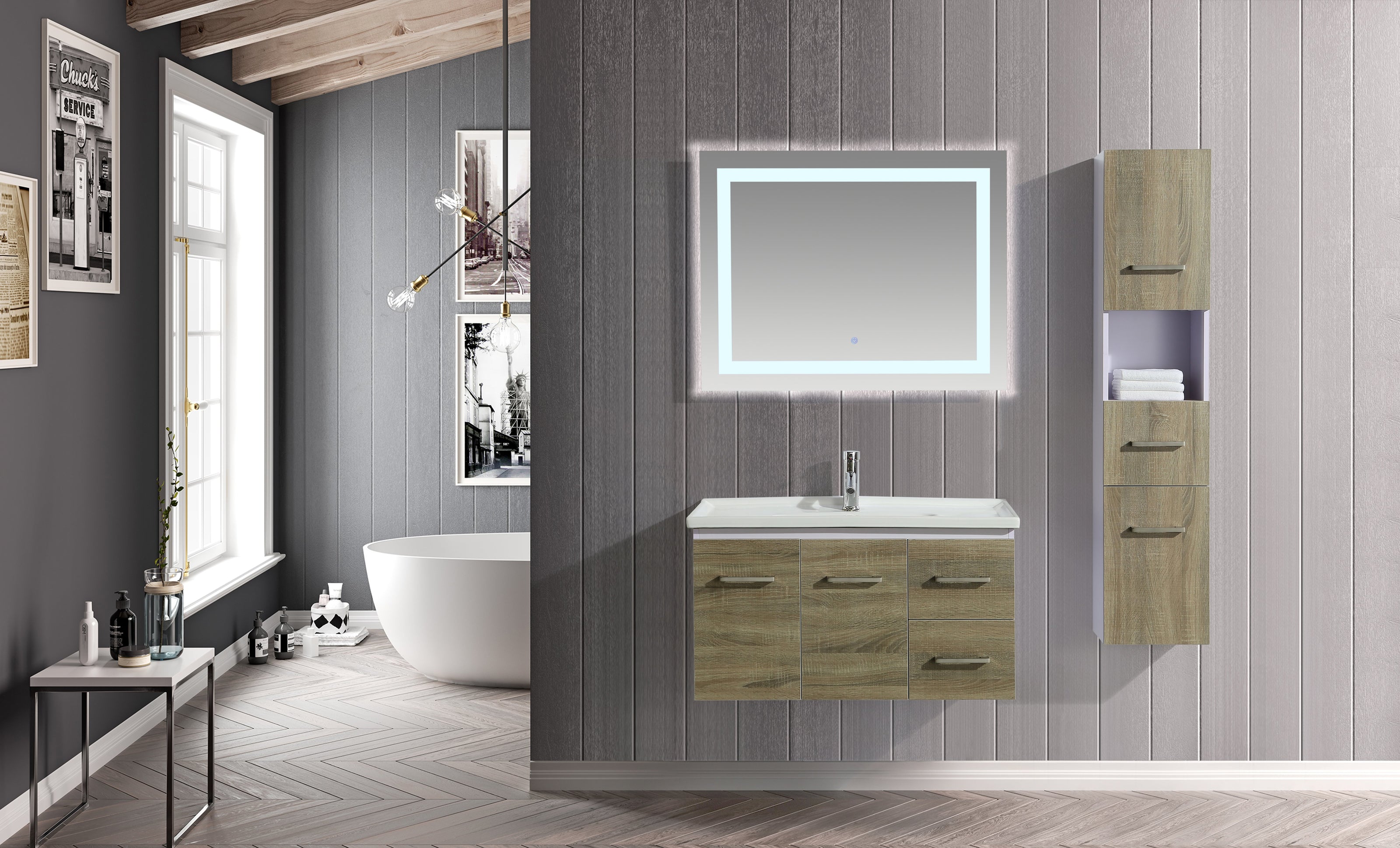 Mobile Arredo Bagno Istambul 90 cm Spazioso + Colonna Arredo