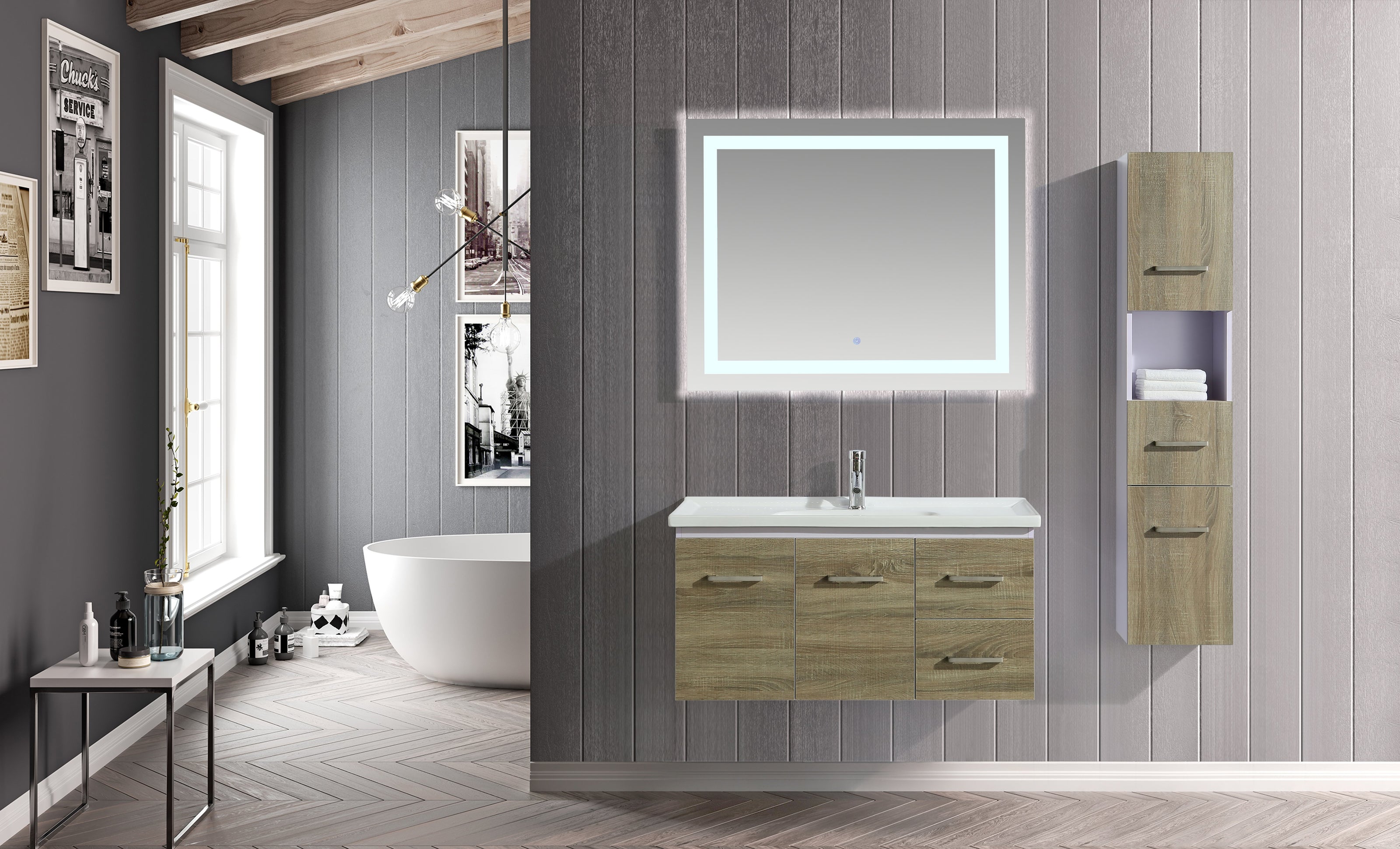 Mobile Arredo Bagno Istambul 100 cm Spazioso + Colonna Arredo