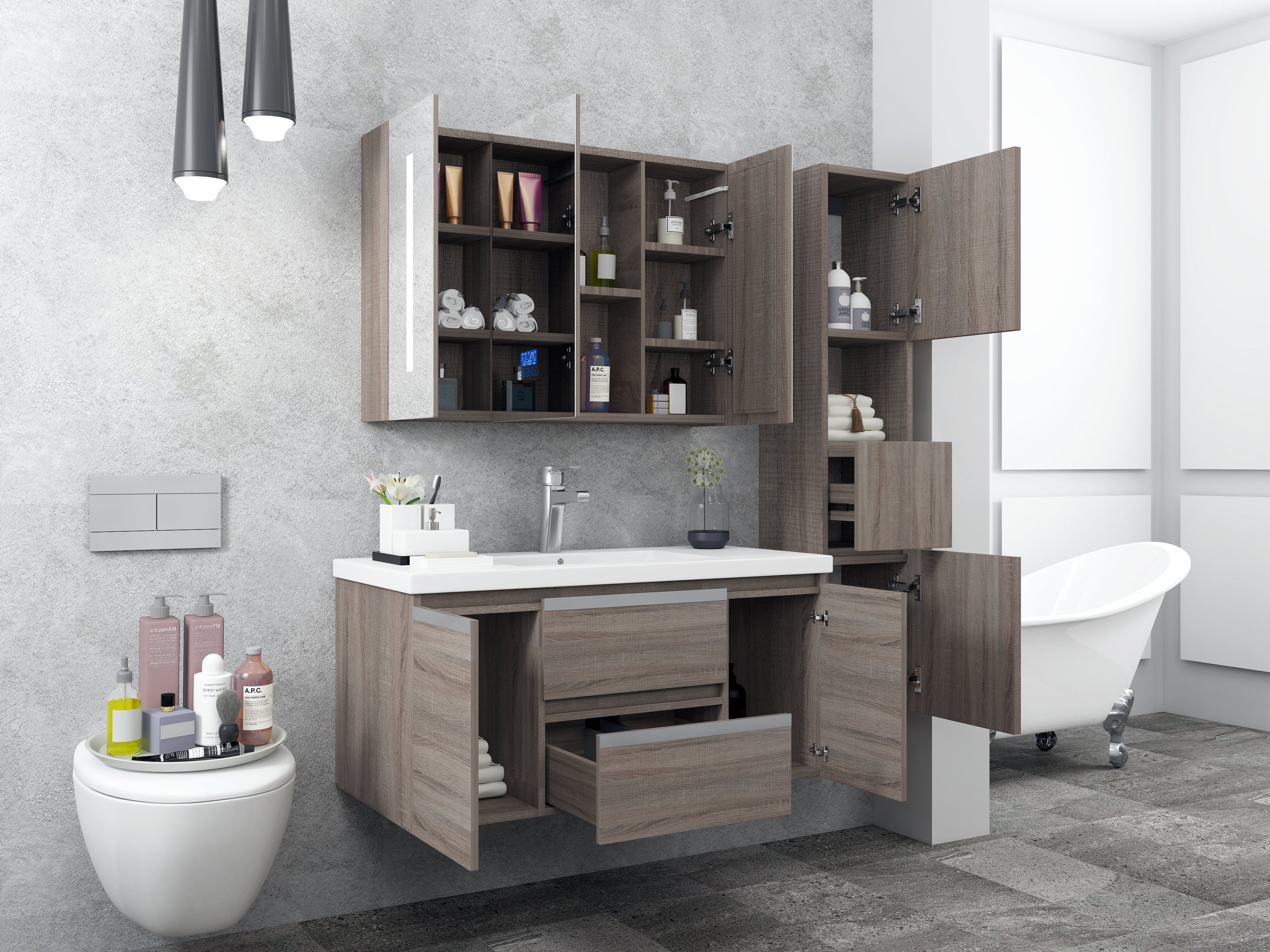 Mobile Arredo Bagno Venice 90 cm Spazioso + Colonna Arredo