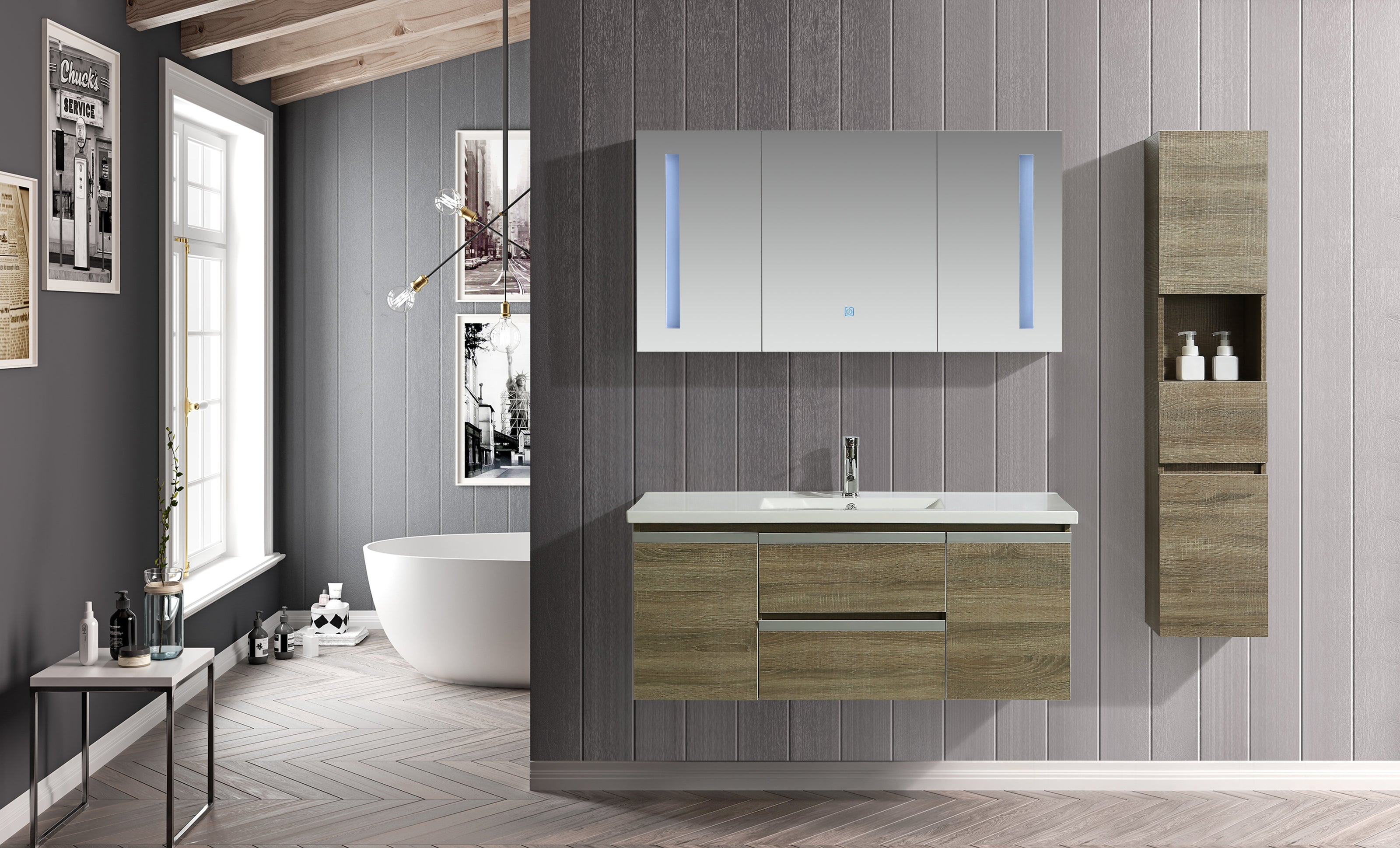 Mobile Arredo Bagno Venice 120 cm Spazioso + Colonna Arredo