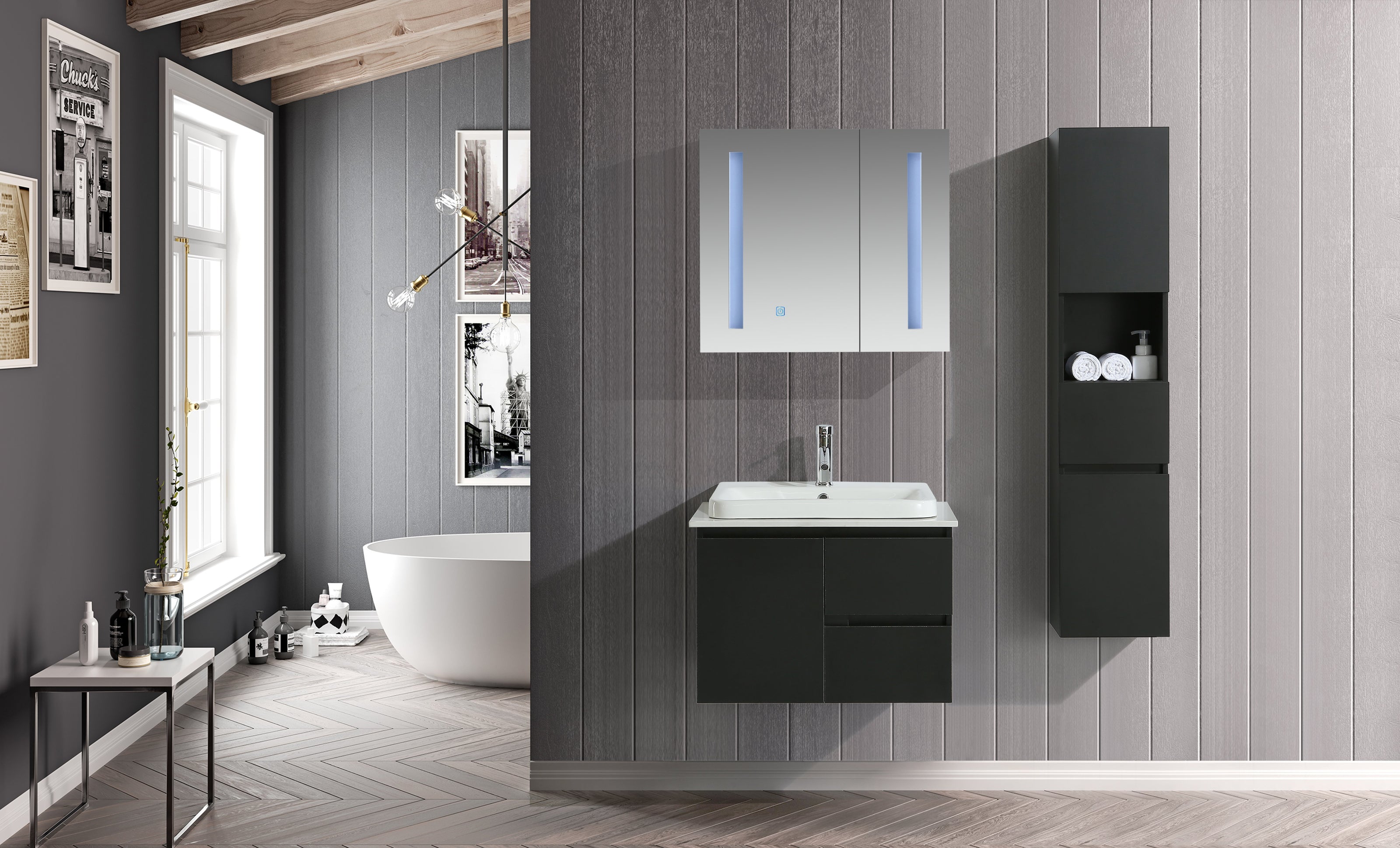 Mobile Arredo Bagno Tokyo 70 cm Moderno + Colonna Arredo