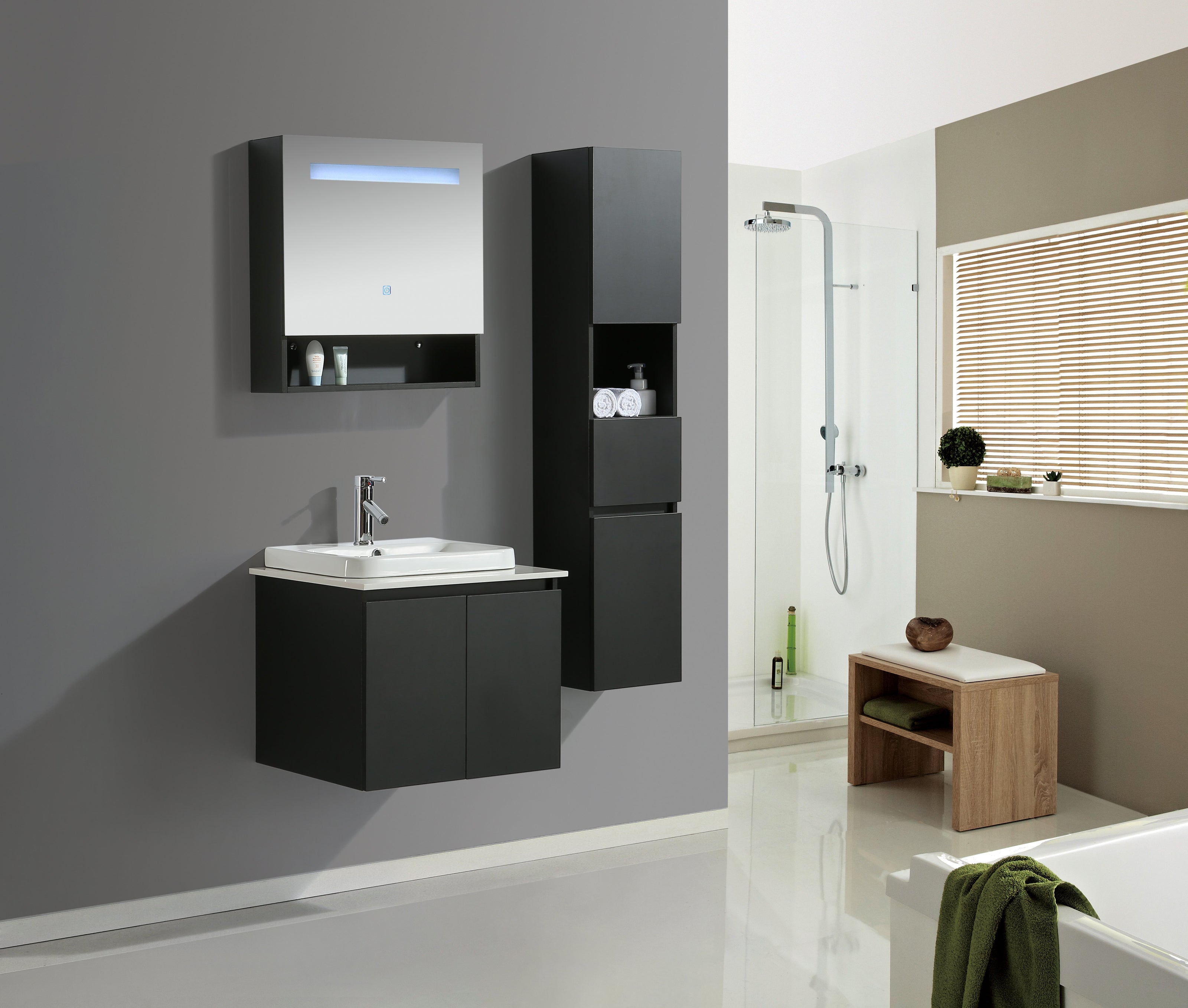 Mobile Arredo Bagno Tokyo 60 cm Moderno + Colonna Arredo
