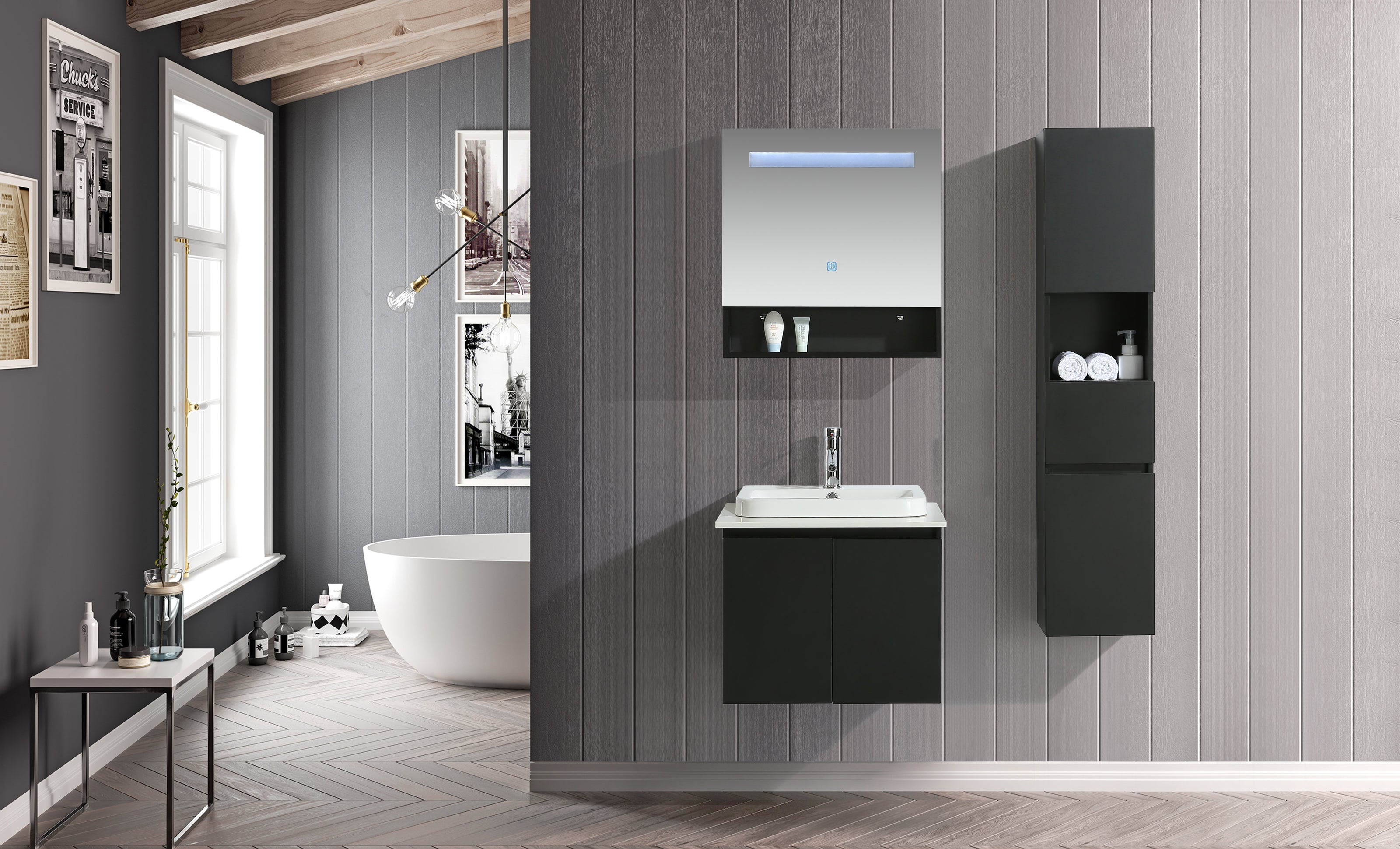 Mobile Arredo Bagno Space England 60 cm Moderno + Colonna Arredo