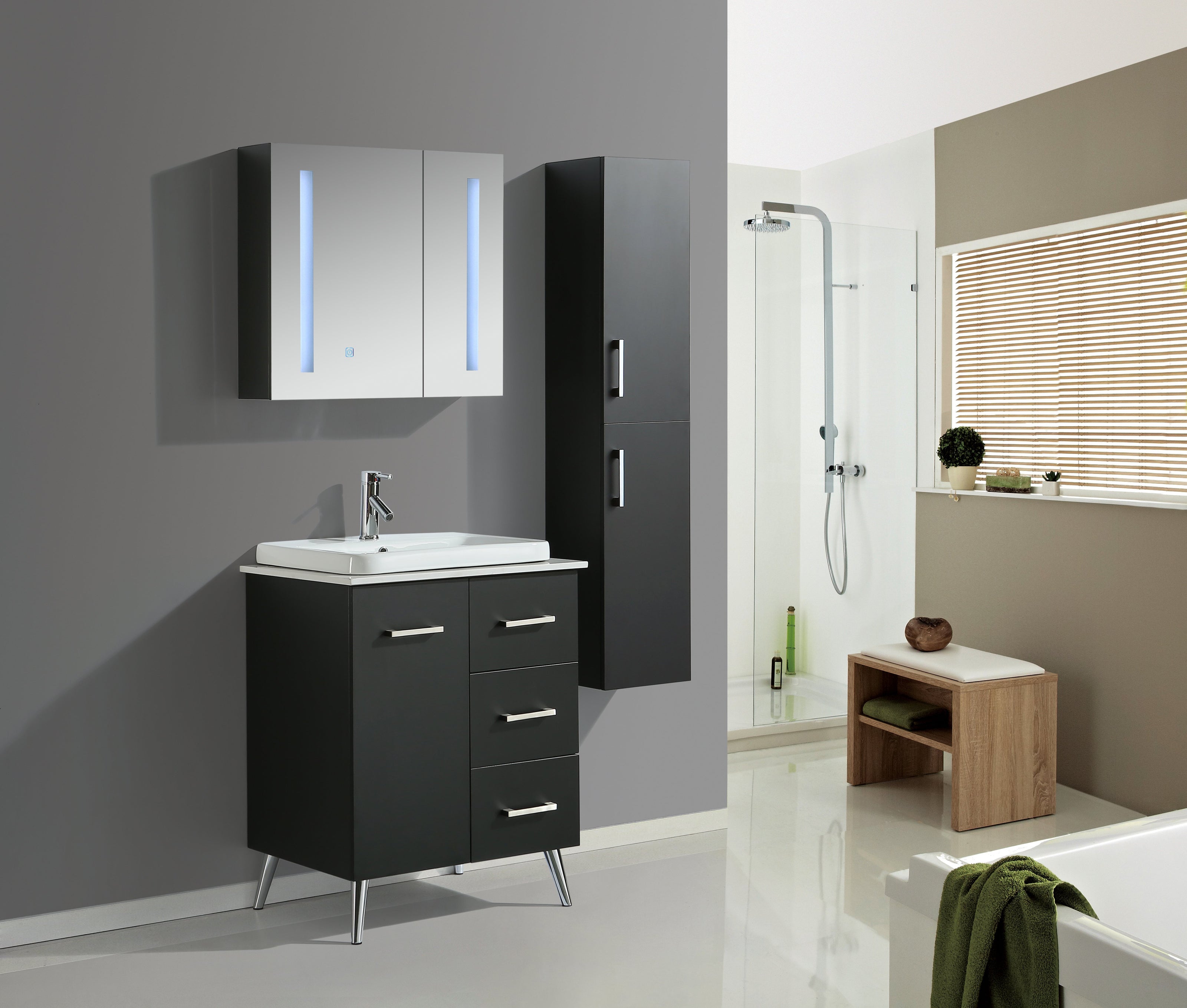 Mobile Arredo Bagno Space England 80 cm Moderno + Colonna Arredo