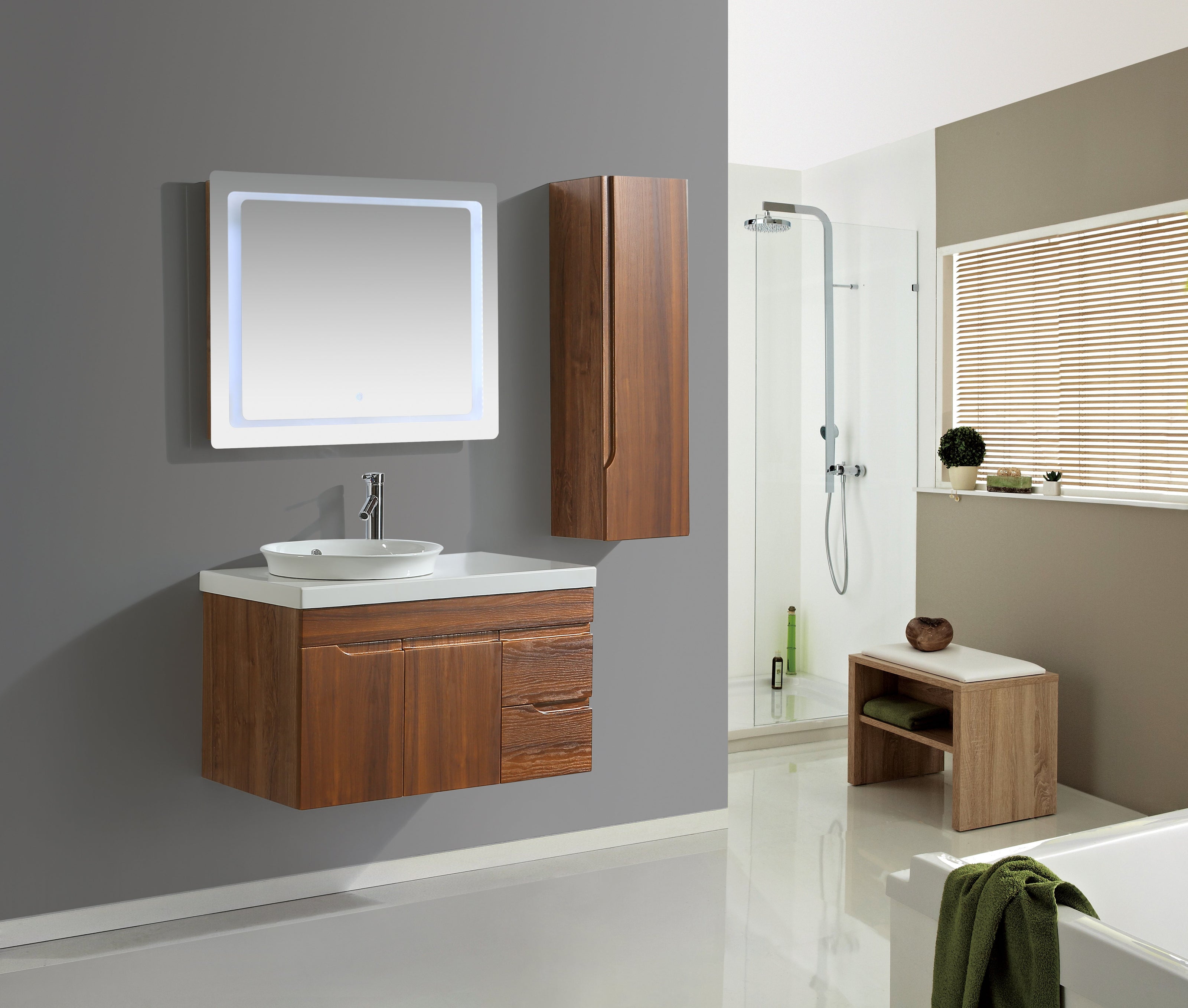 Mobile Arredo Bagno Las Vegas 90 cm Moderno + Colonna Arredo