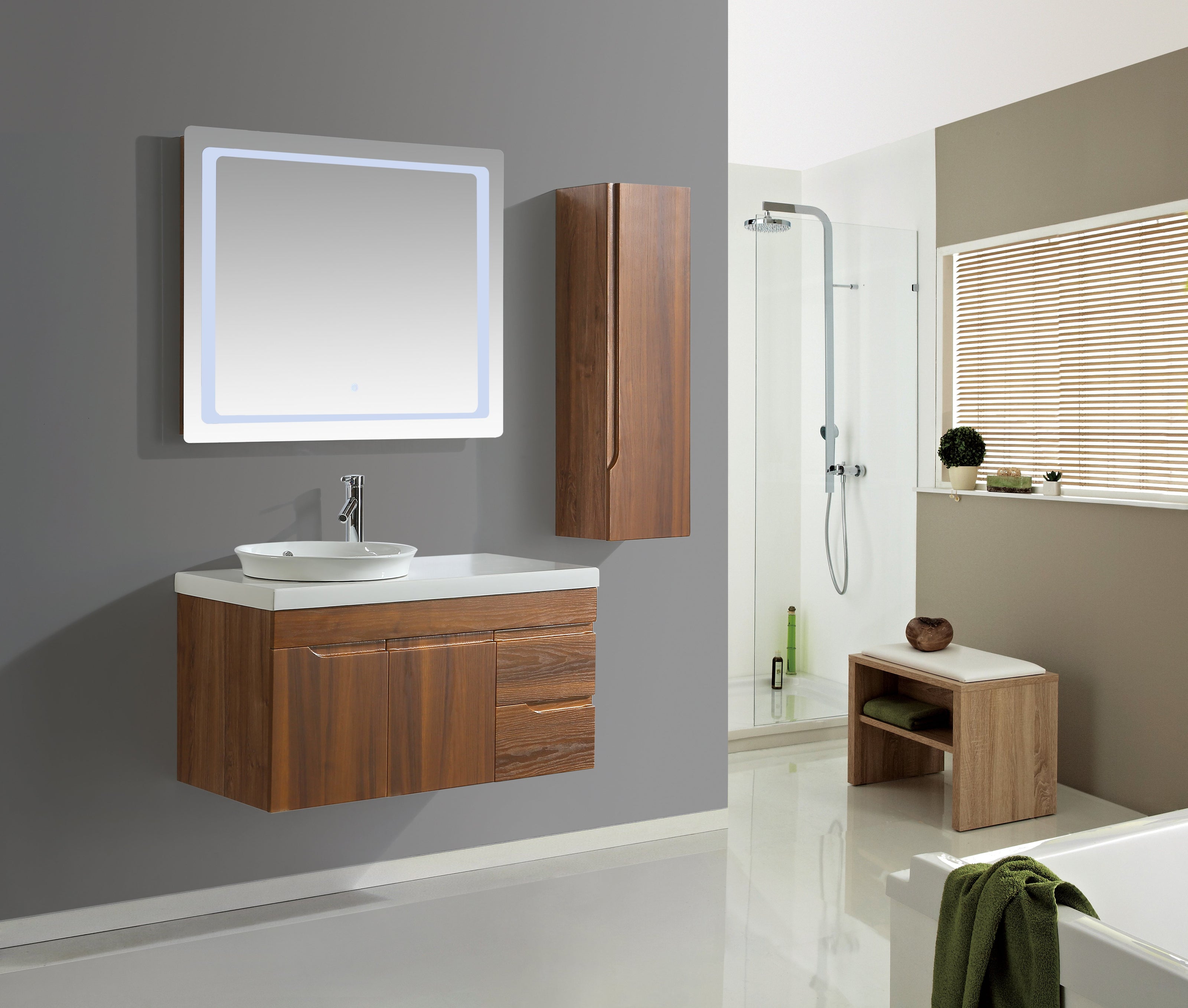 Mobile Arredo Bagno Las Vegas 100 cm Moderno + Colonna Arredo