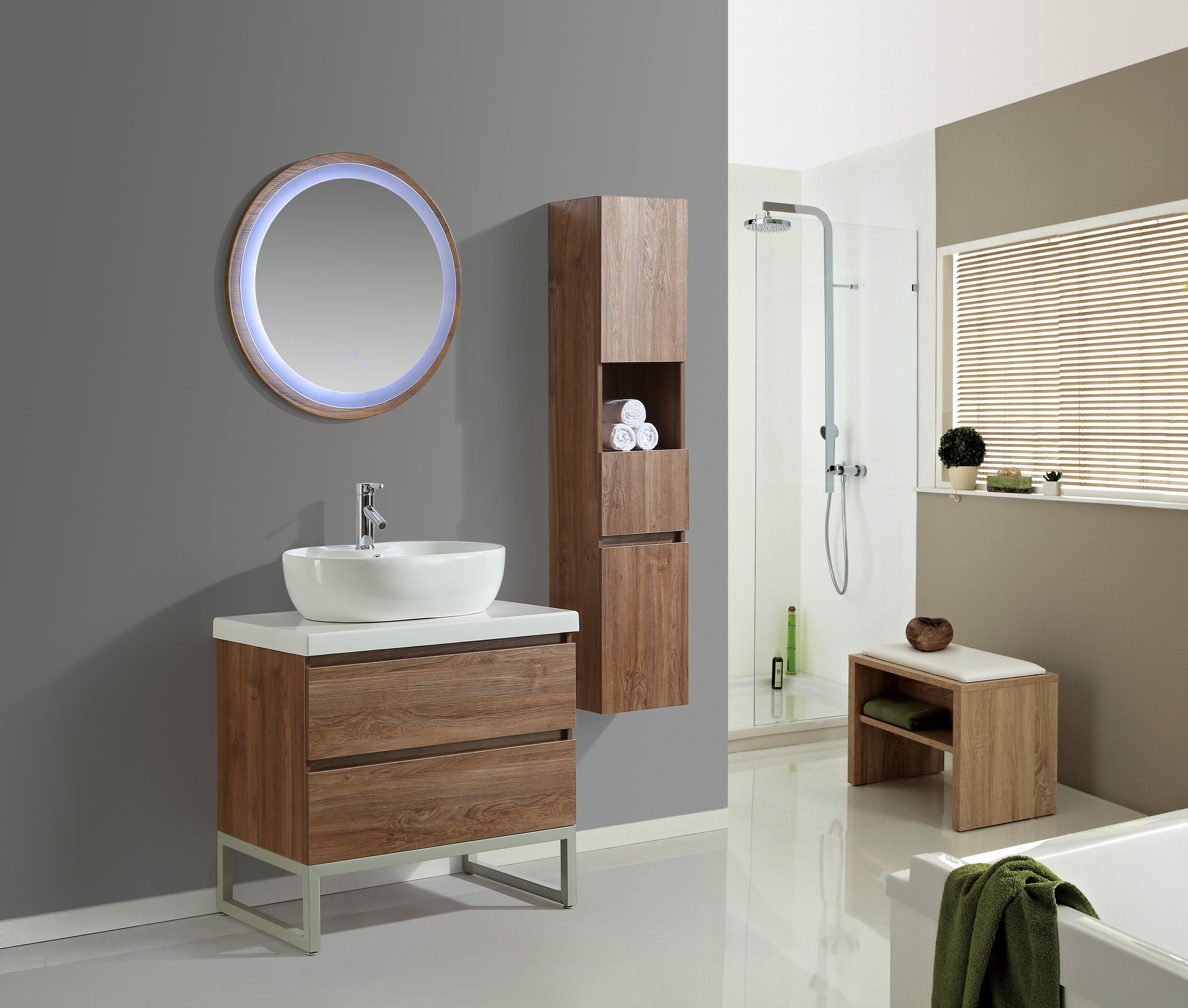 Mobile Arredo Bagno Paris 80 cm Moderno + Colonna Arredo