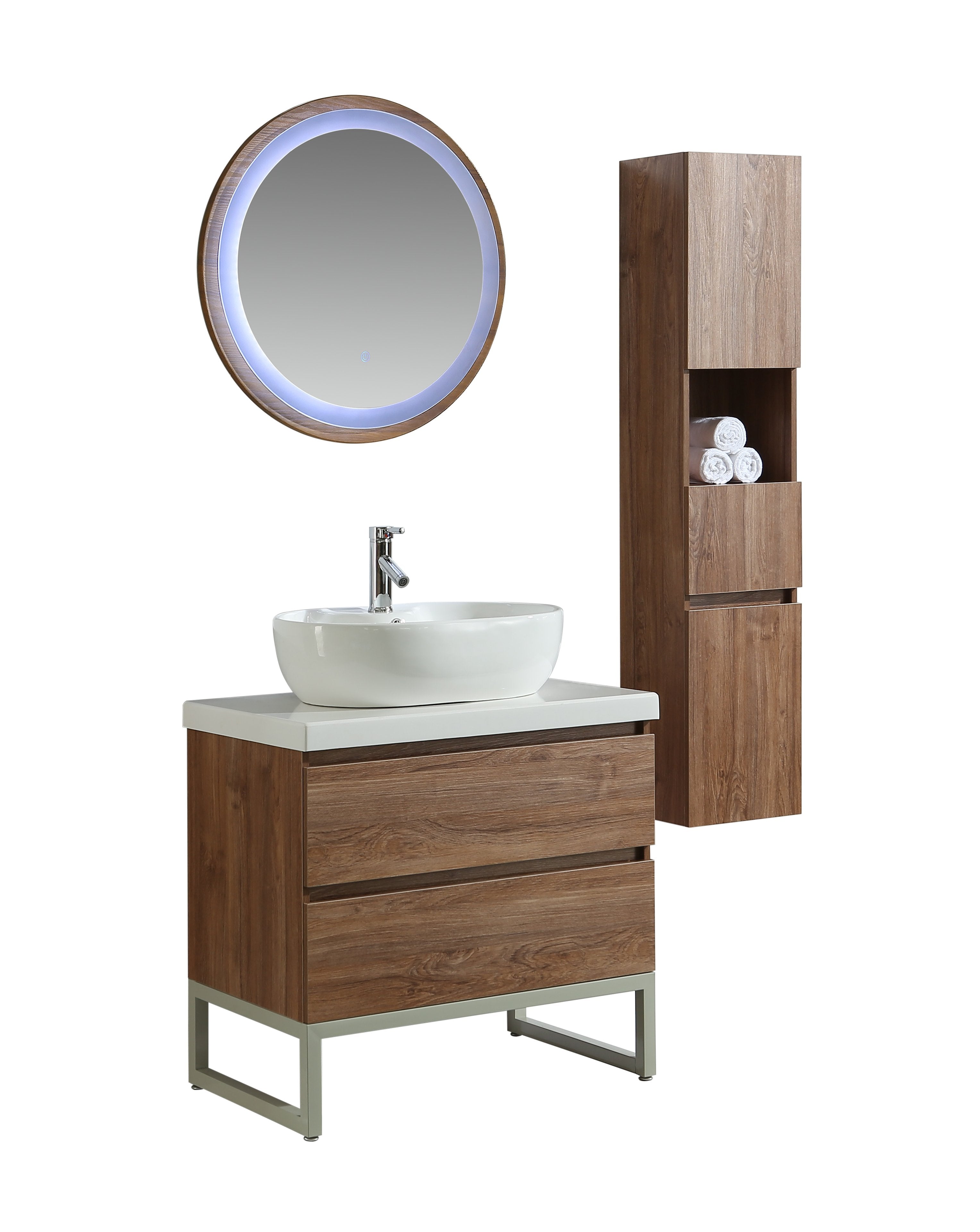 Mobile Arredo Bagno Paris 90 cm Moderno + Colonna Arredo