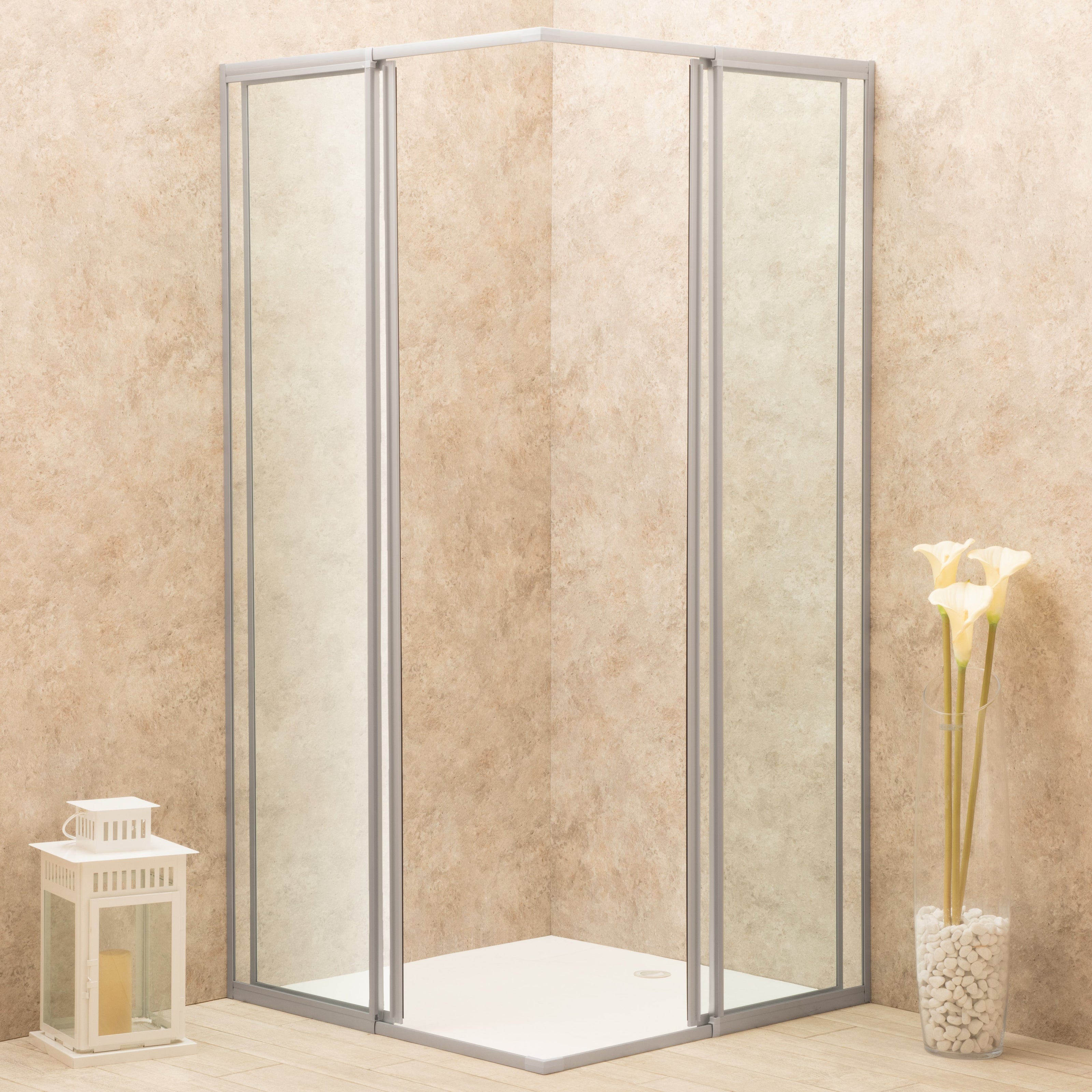 Box Doccia Regolabile Reversibile 76x87cm Vetro 6mm Trasparente