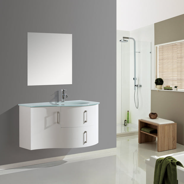 Mobile Arredo Bagno Kursal 104 cm Sospeso Bianco Destro Moderno