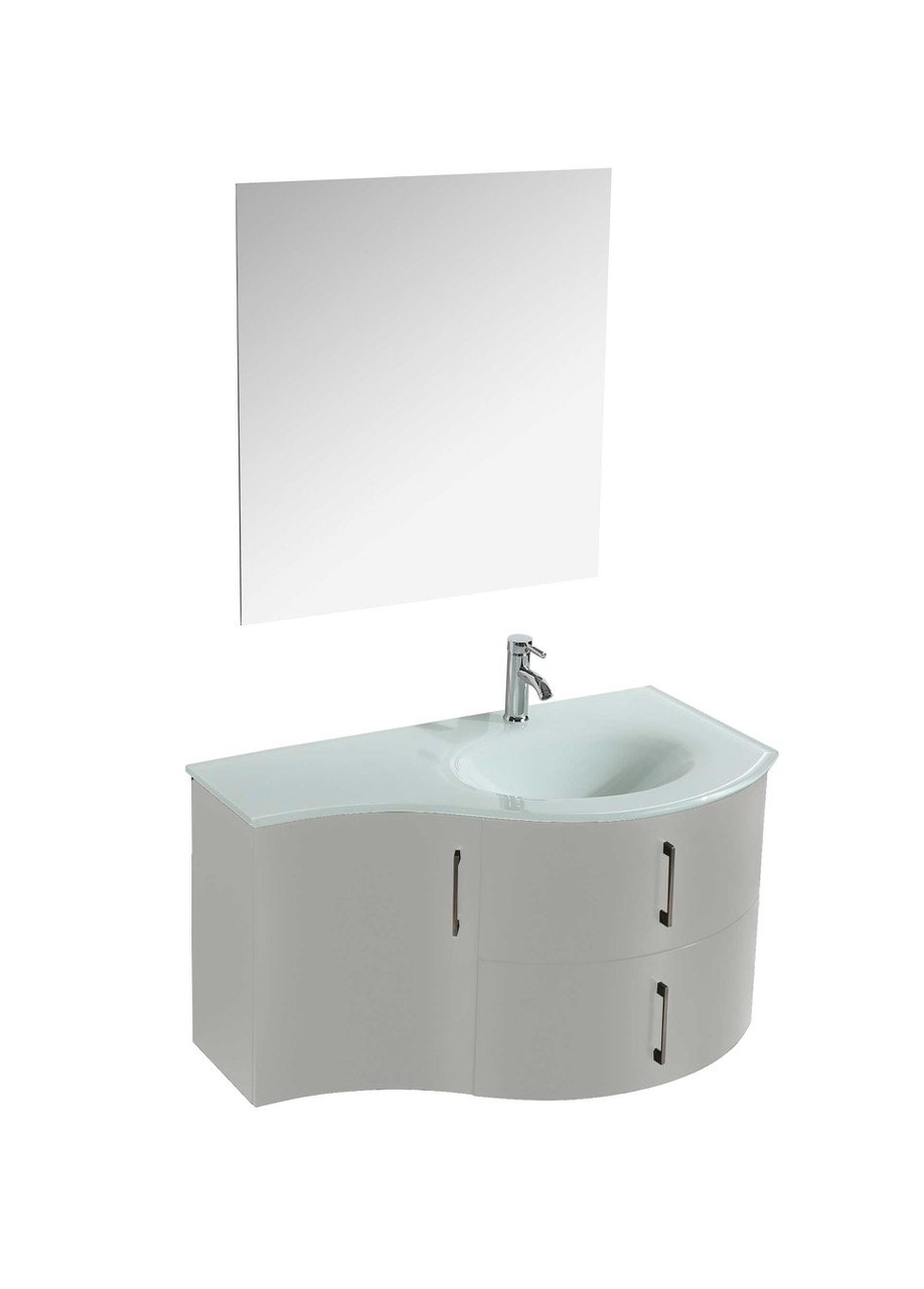 Mobile Arredo Bagno Kursal 104 cm Sospeso Bianco Destro Moderno