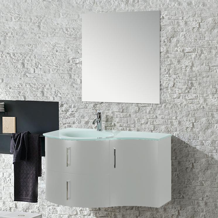 Mobile Arredo Bagno Kursal 104 cm Sospeso Bianco Sinistro Moderno