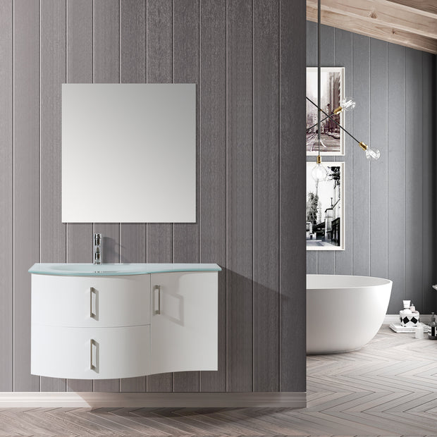 Mobile Arredo Bagno Kursal 104 cm Sospeso Bianco Sinistro Moderno