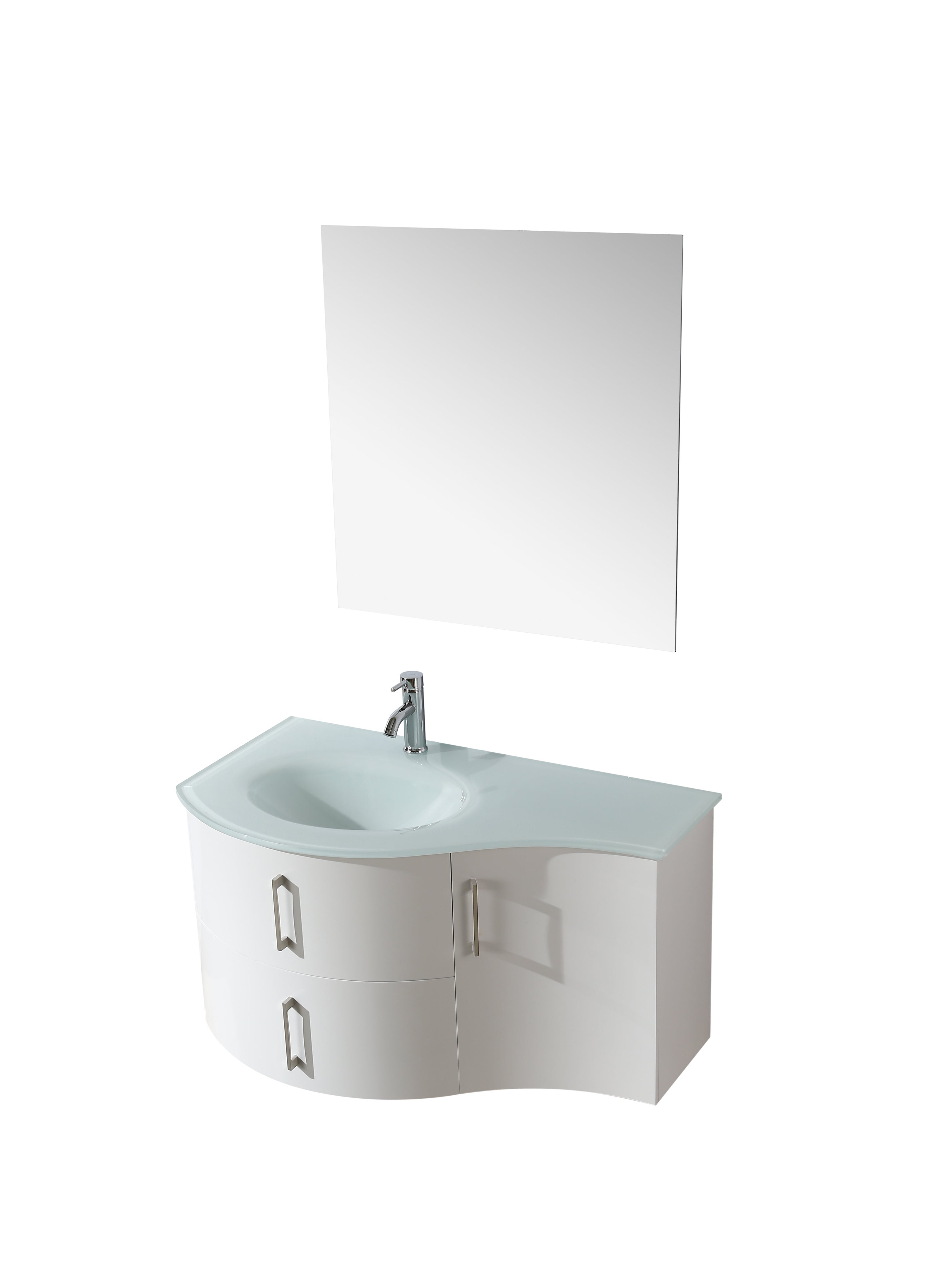 Mobile Arredo Bagno Kursal 104 cm Sospeso Bianco Sinistro Moderno