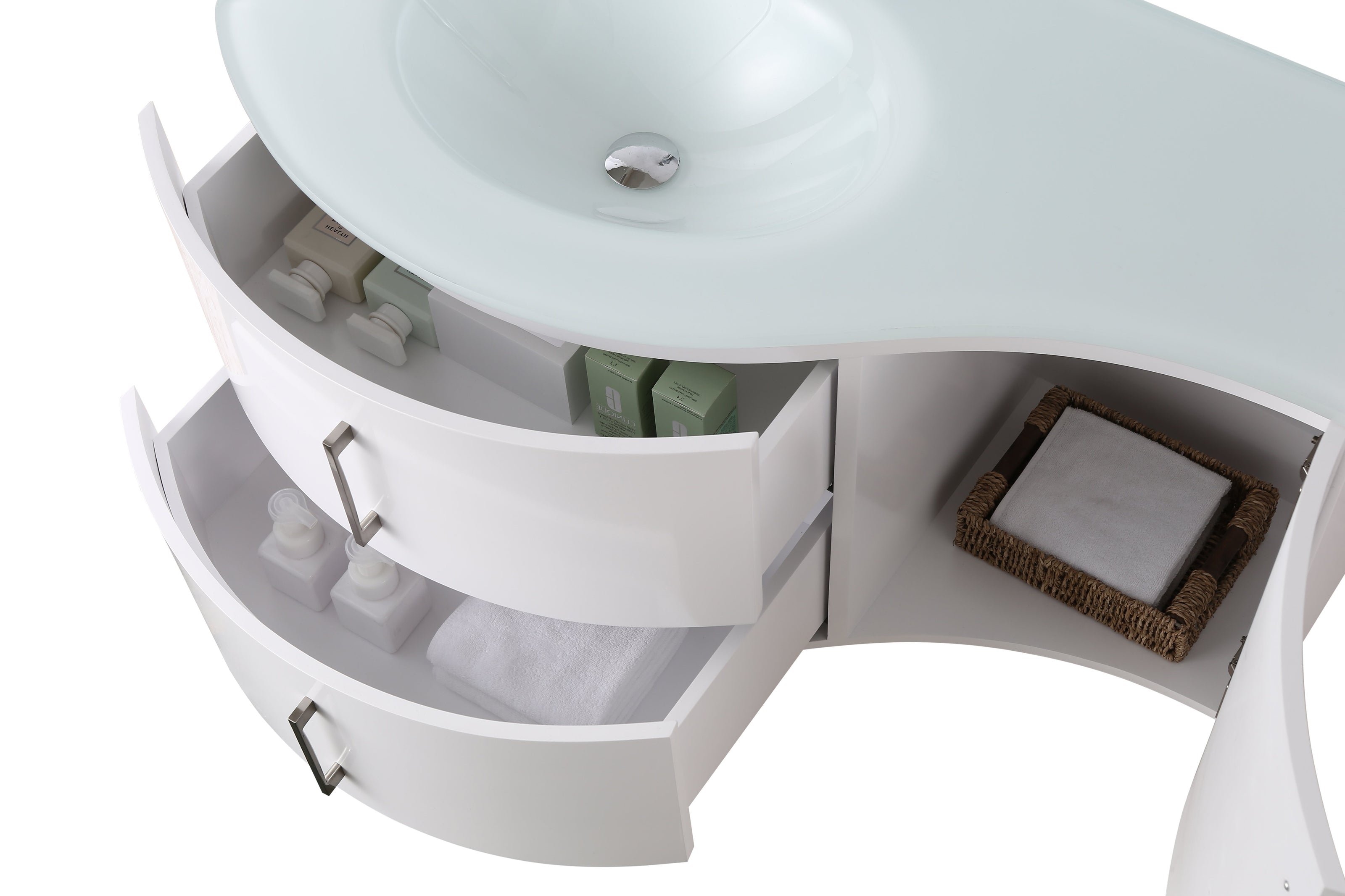 Mobile Arredo Bagno Kursal 104 cm Sospeso Bianco Sinistro Moderno