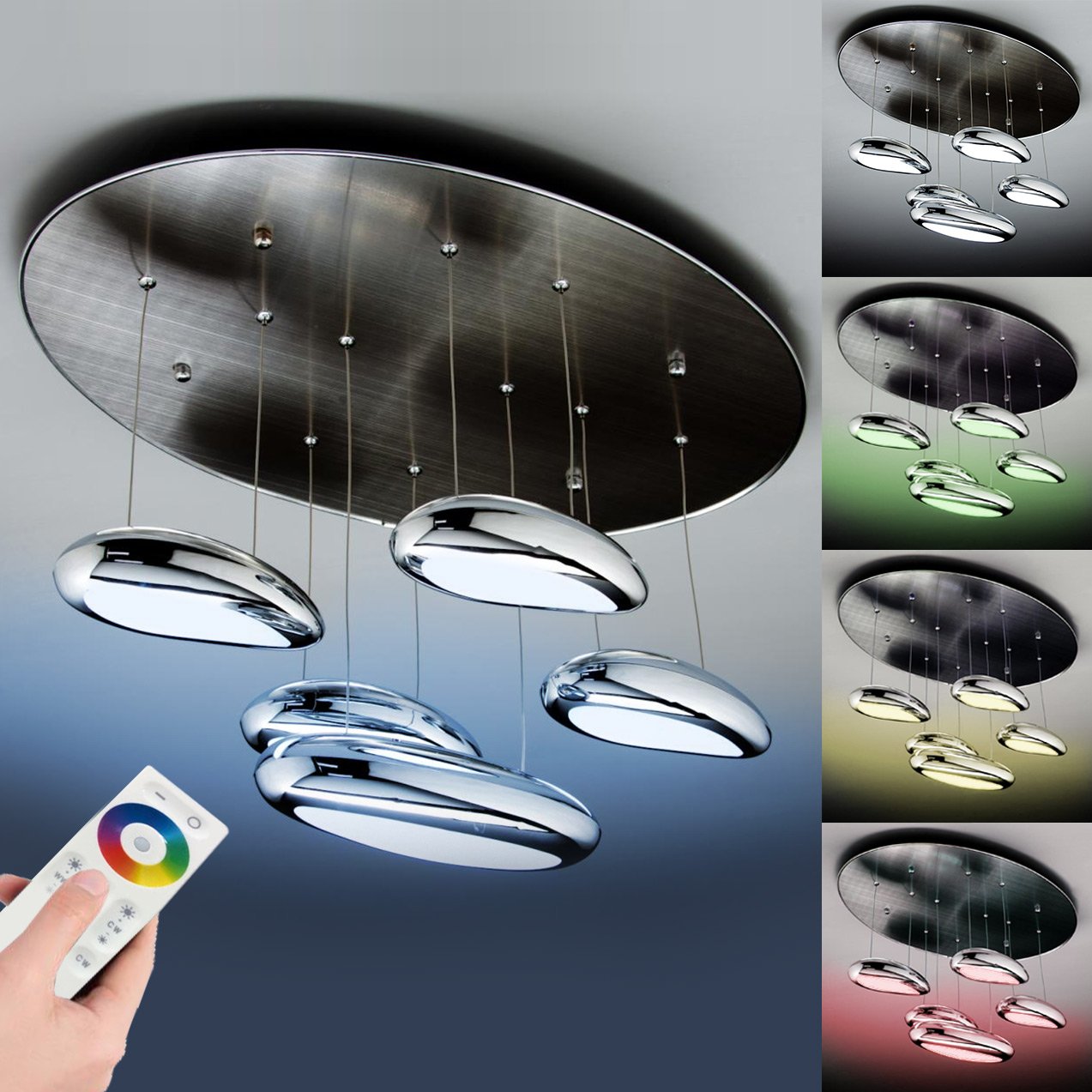 Lampadario Moderno a Led Drop Design 5B Luce Fredda, Calda e Multicolor