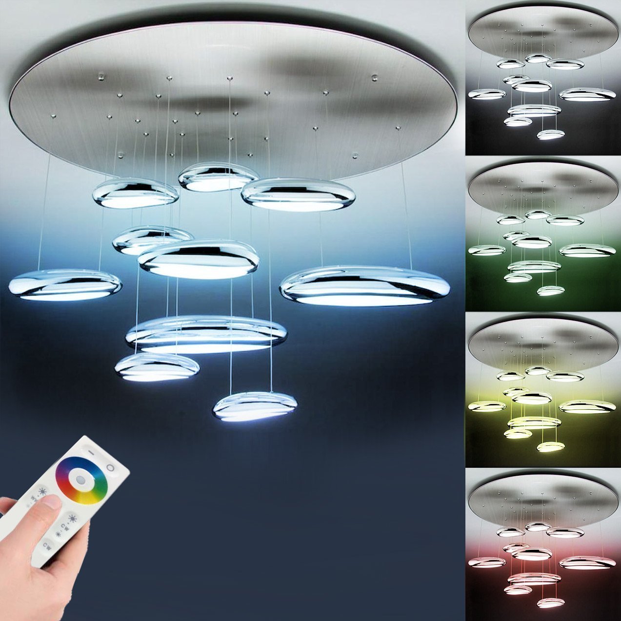 Lampadario Moderno a Led Drop Design 10B luce Calda, Fredda e Multicolore