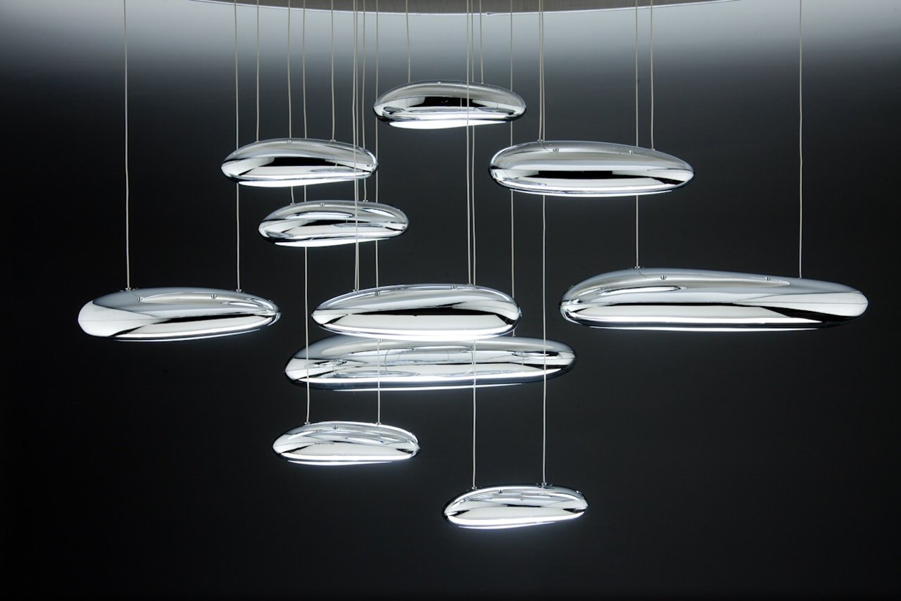 Lampadario Moderno a Led Drop Design 10B luce Calda, Fredda e Multicolore