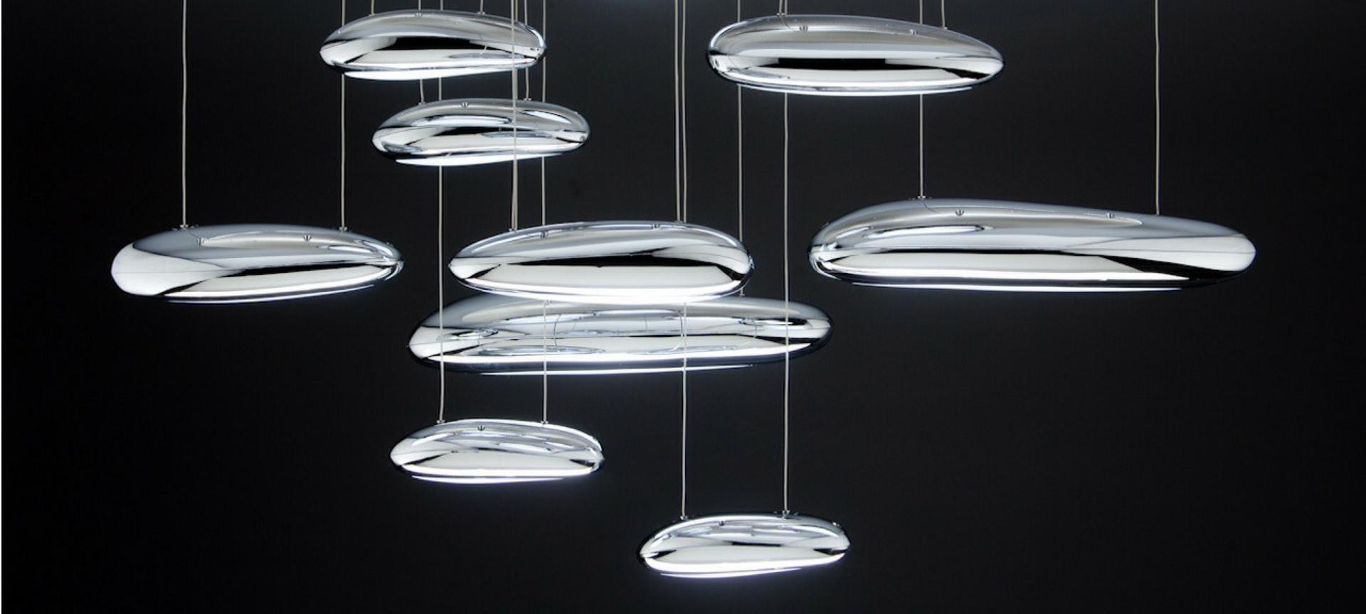 Lampadario Moderno a Led Drop Design 10B luce Calda, Fredda e Multicolore