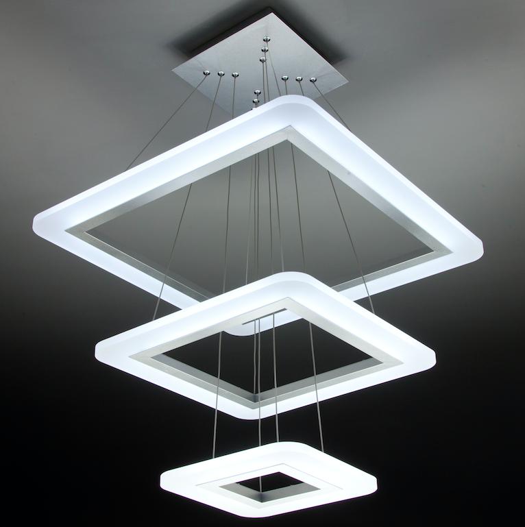 Lampadario a Sospensione Led Square 3T Luce Calda, Fredda, e Multicolor