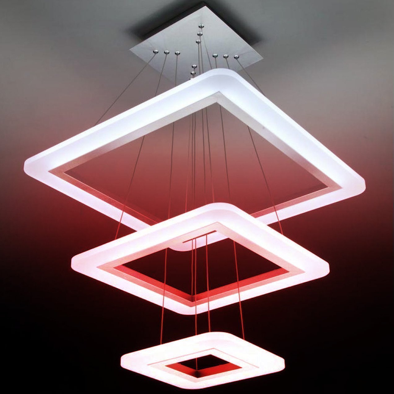 Lampadario a Sospensione Led Square 3T Luce Calda, Fredda, e Multicolor