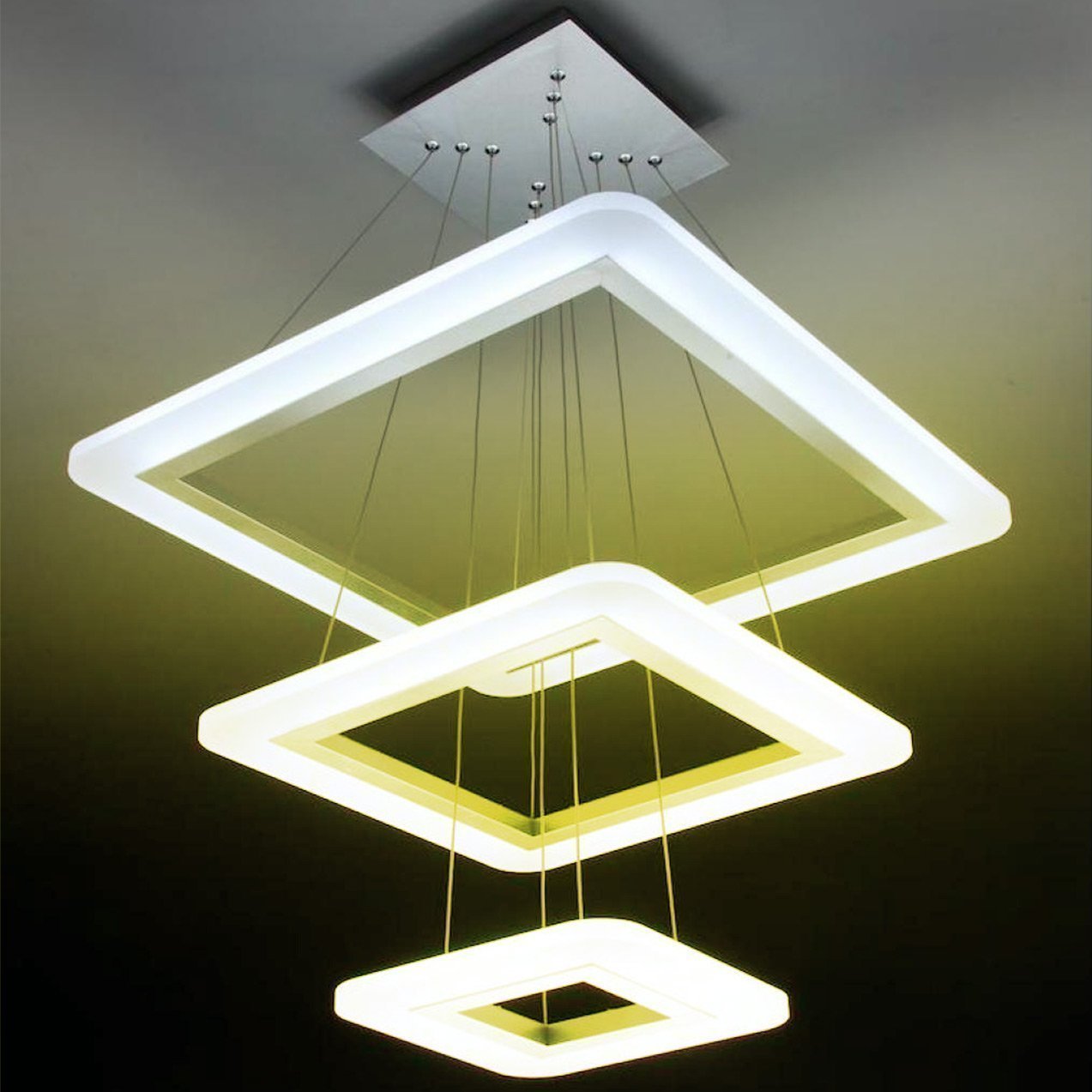 Lampadario a Sospensione Led Square 3T Luce Calda, Fredda, e Multicolor