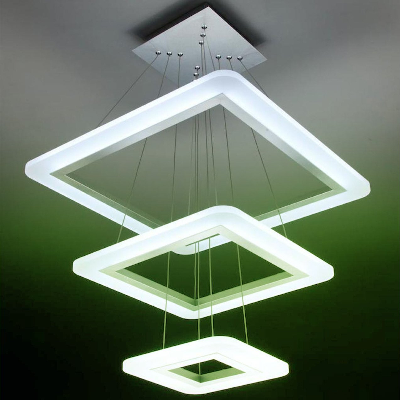 Lampadario a Sospensione Led Square 3T Luce Calda, Fredda, e Multicolor