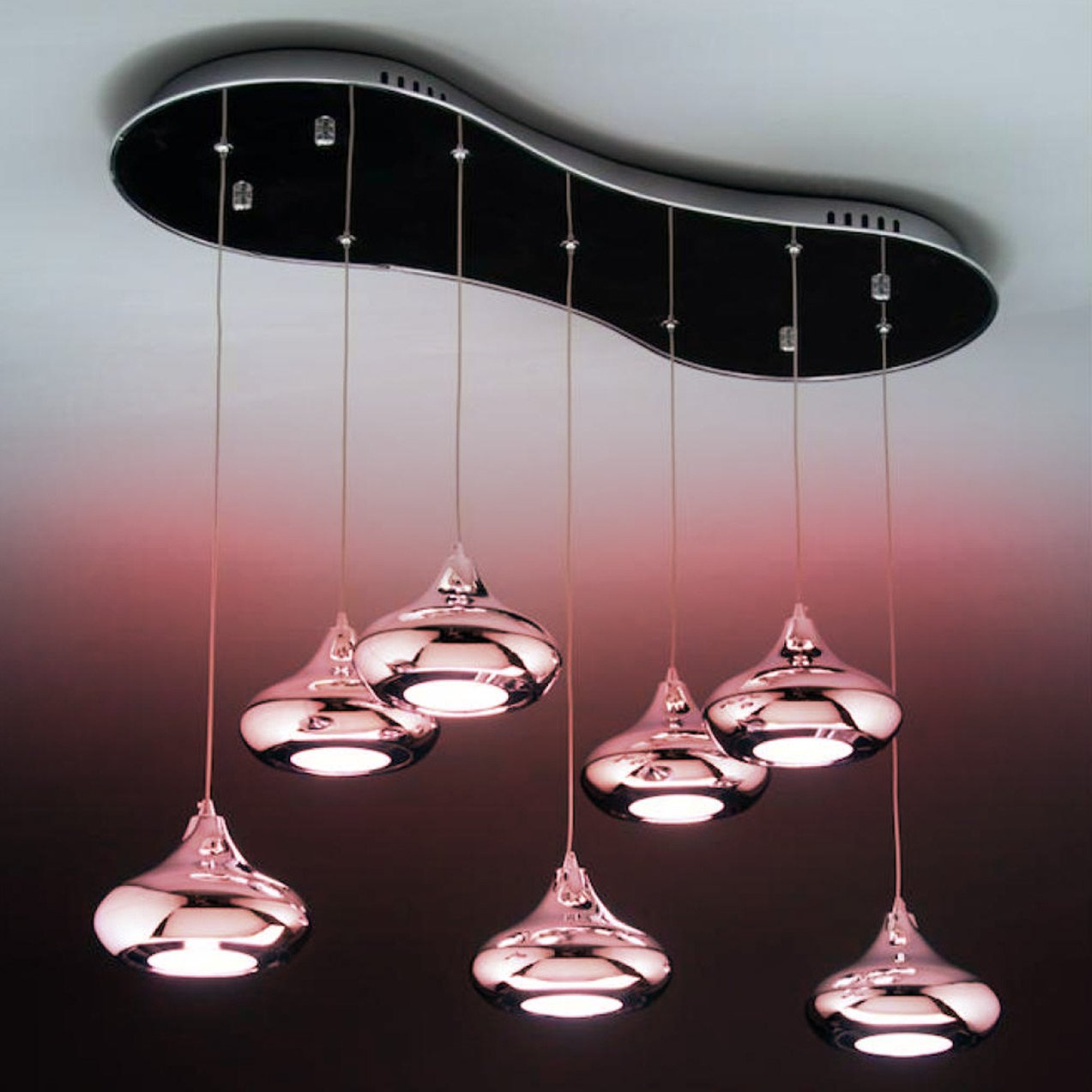 Lampadario a Sospensione Led Drop 7  Design Luce calda, Fredda e Multicolor