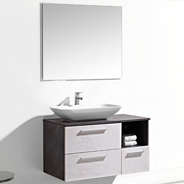 Set Mobile Arredo Bagno London Stone  Bianco Grigio 100